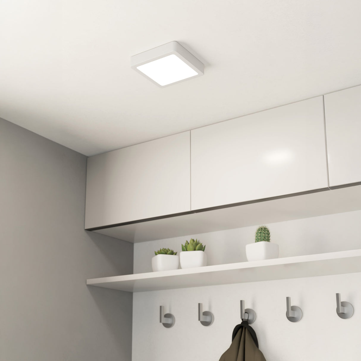 Eglo EU Fueva 5 LED Square White Steel Bathroom Surface-Mounted Light, 16cm, 3000K