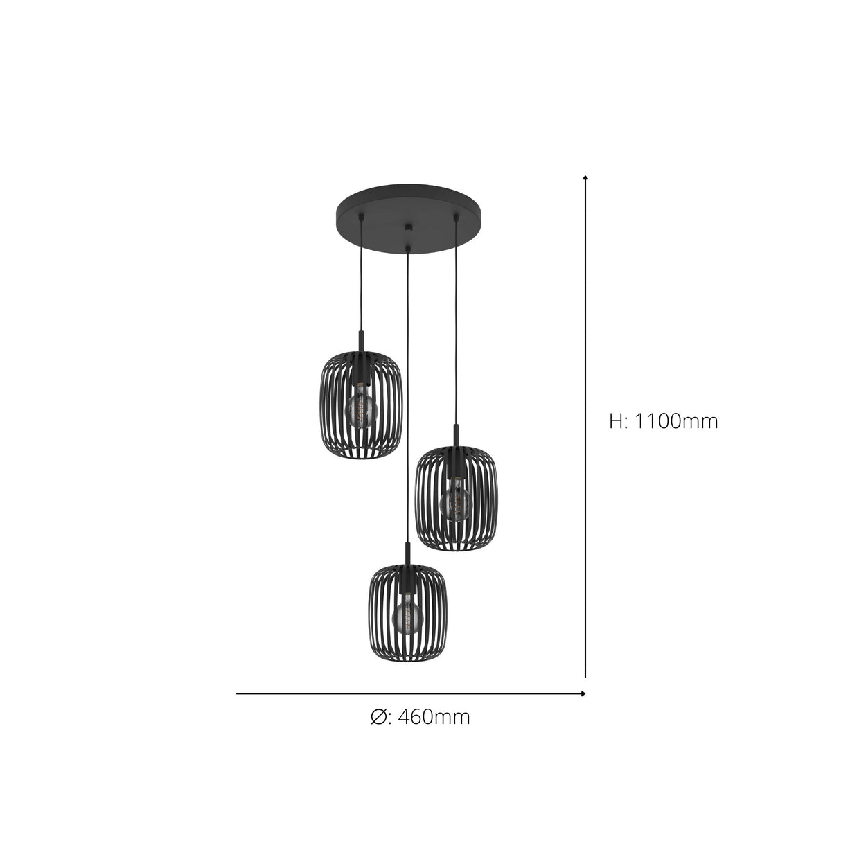 Eglo EU Romazzina Steel Black 3-Light Pendant
