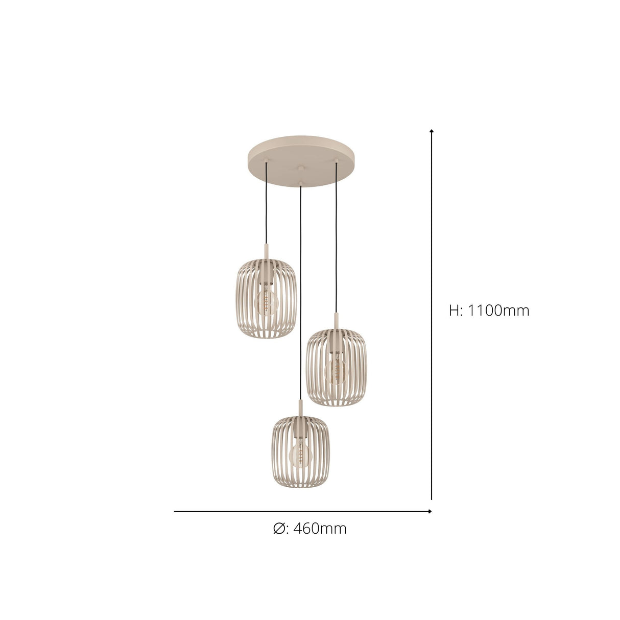 Eglo EU Romazzina Steel Sandy 3-Light Pendant