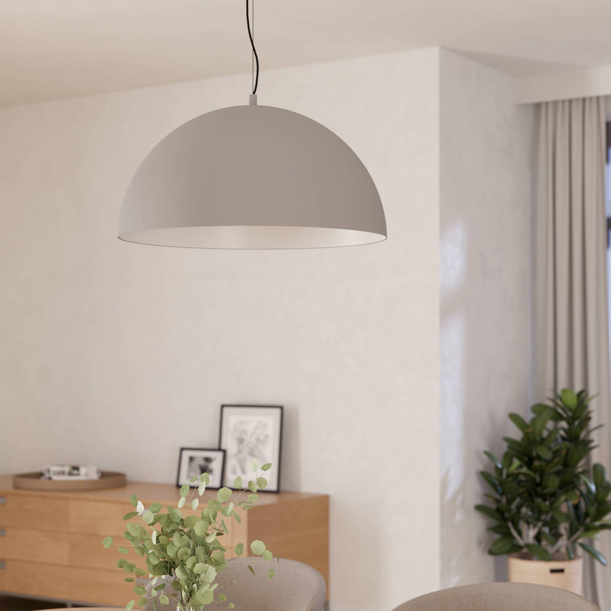 Eglo EU Gaetano 1 Large Grey Steel Dome Pendant Light