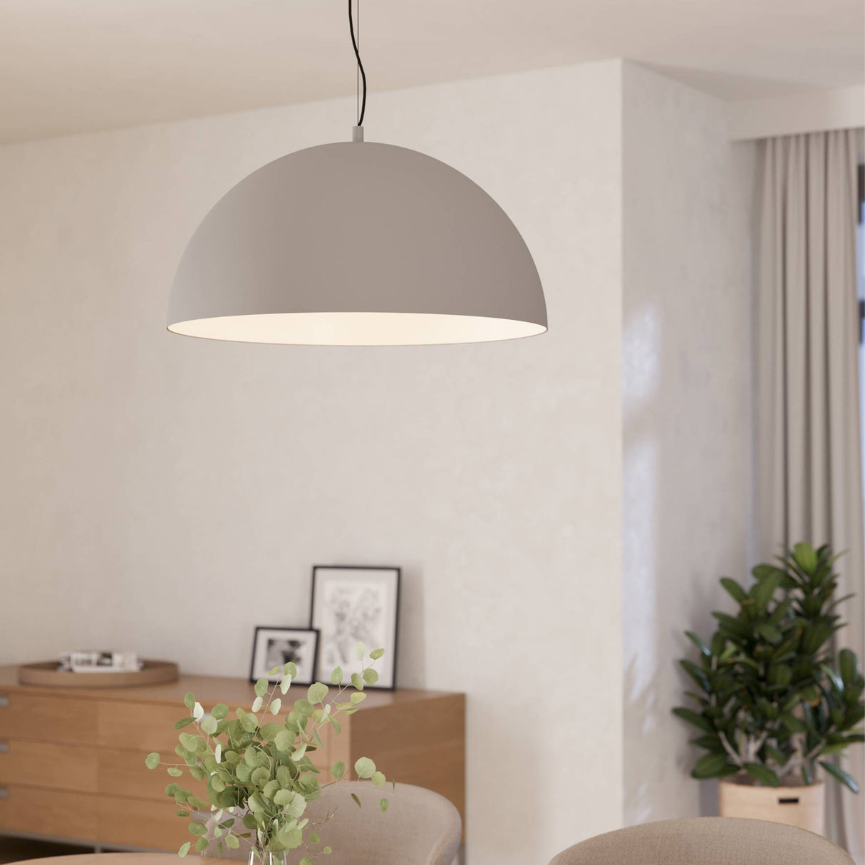 Eglo EU Gaetano 1 Large Grey Steel Dome Pendant Light