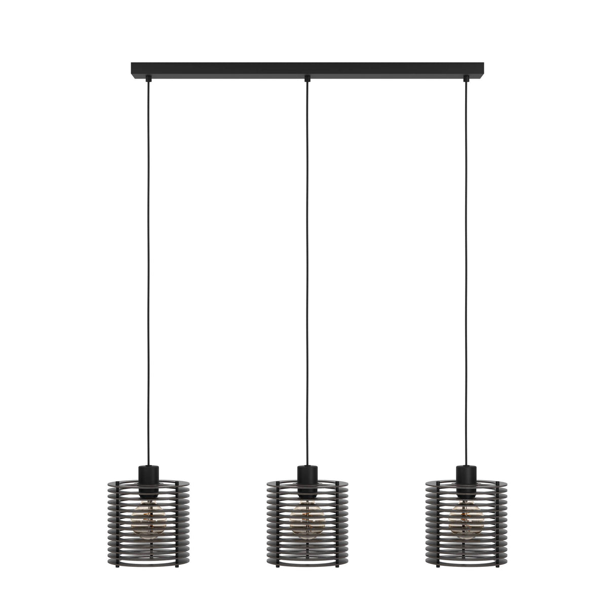 Eglo EU Segovia Black Steel & Wood Modern 3-Light Pendant
