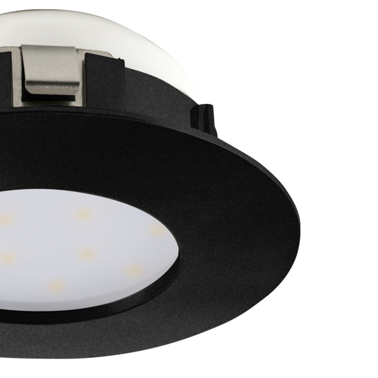 Eglo EU Pineda LED Plastic Black Round Recessed Light, 7.8cm, 3000K