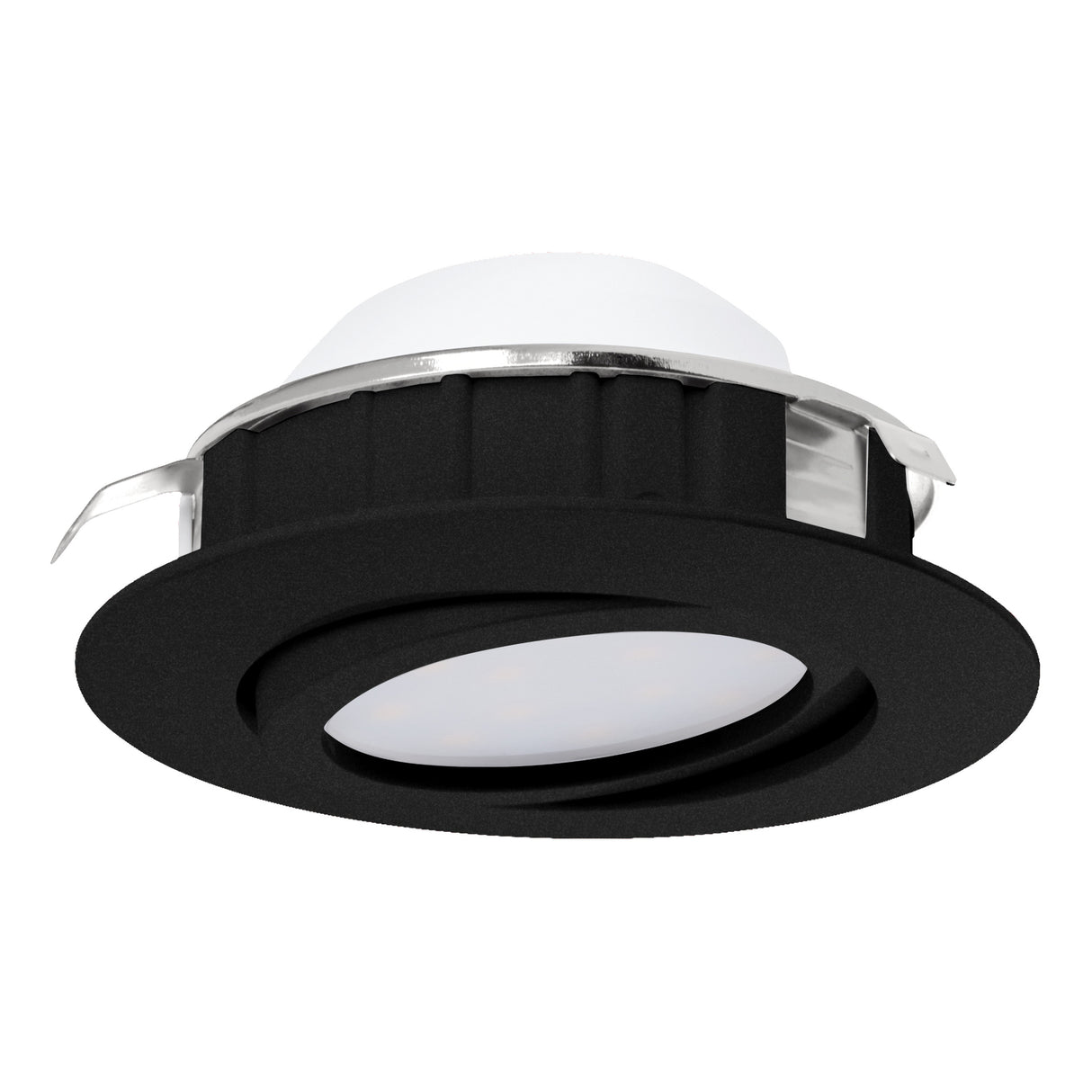 Eglo EU Pineda LED Plastic Black Round Recessed Light, 8.4cm, 3000K
