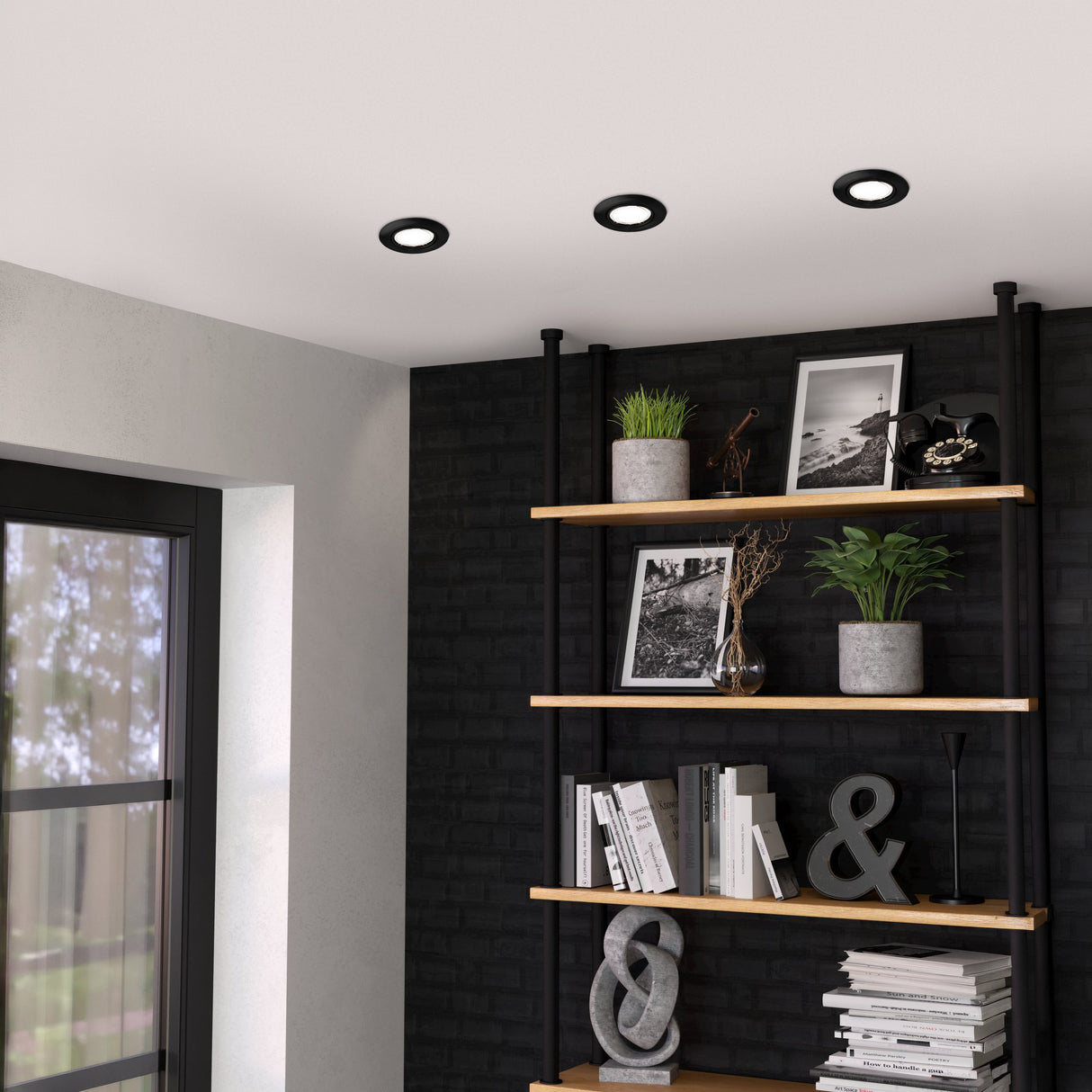 Eglo EU PENETO Recessed Ceiling Light – Black Steel, Triple GU10 LED, High Output Warm White Downlight