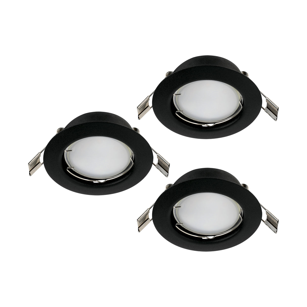 Eglo EU PENETO Recessed Ceiling Light – Black Steel, Triple GU10 LED, Warm White, Indoor Downlight