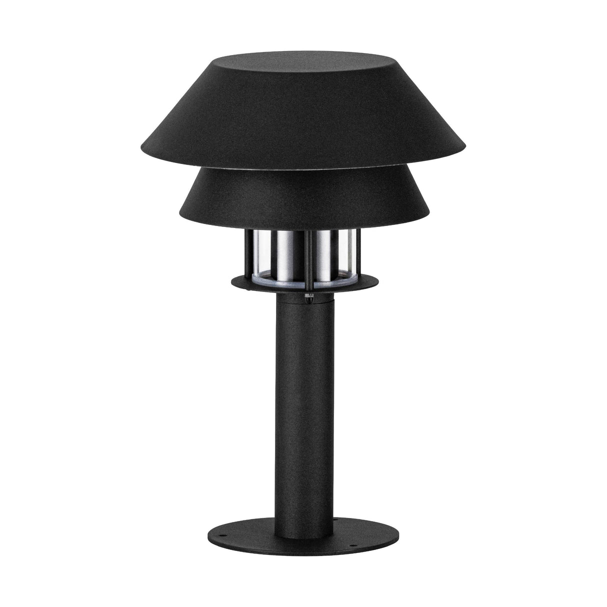 Eglo EU CHIAPPERA Outdoor Pedestal Light – Black & White Steel, Clear Glass, E27, IP65 Garden Lighting