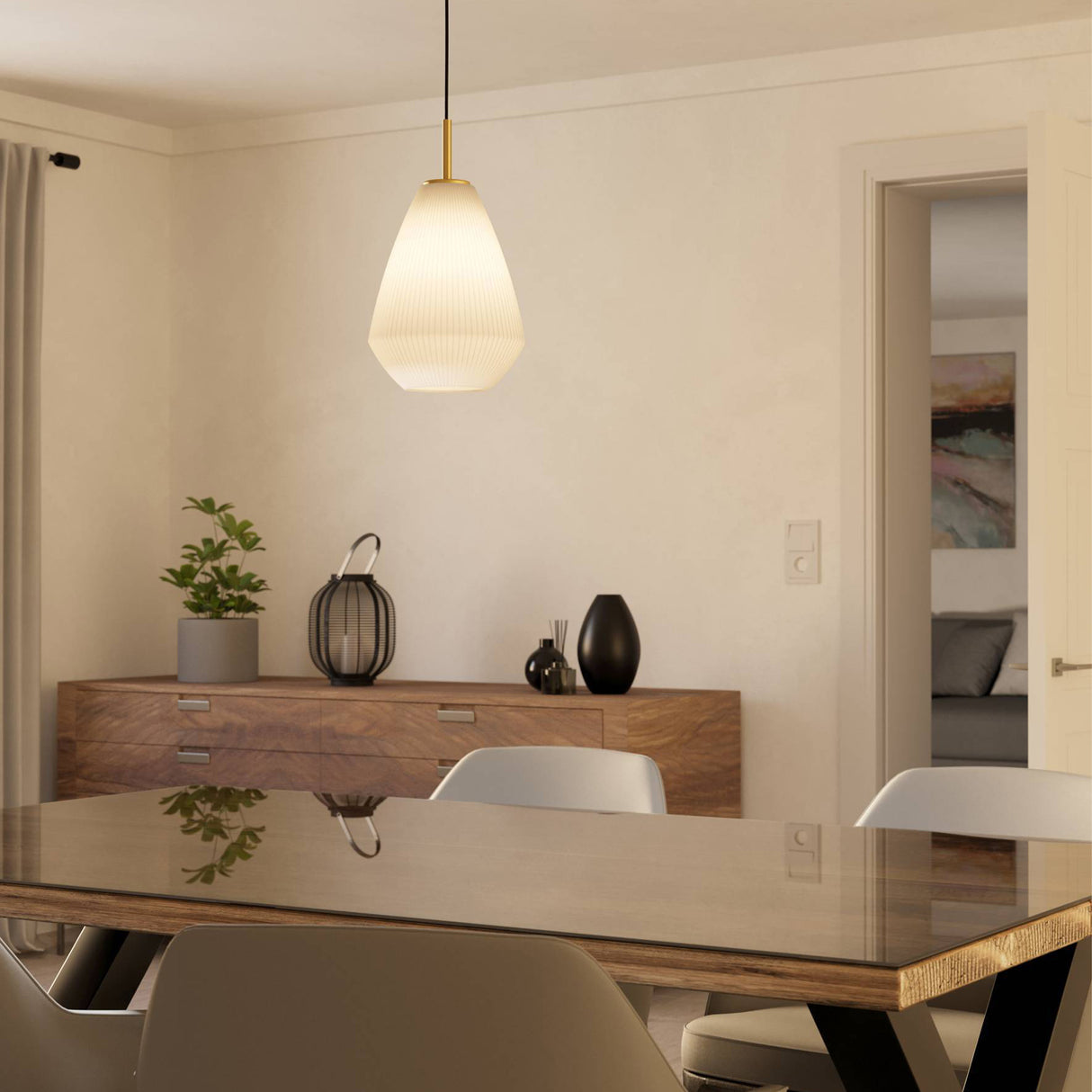 Eglo EU Caprarola Two Toned Satin Glass Single Pendant Light