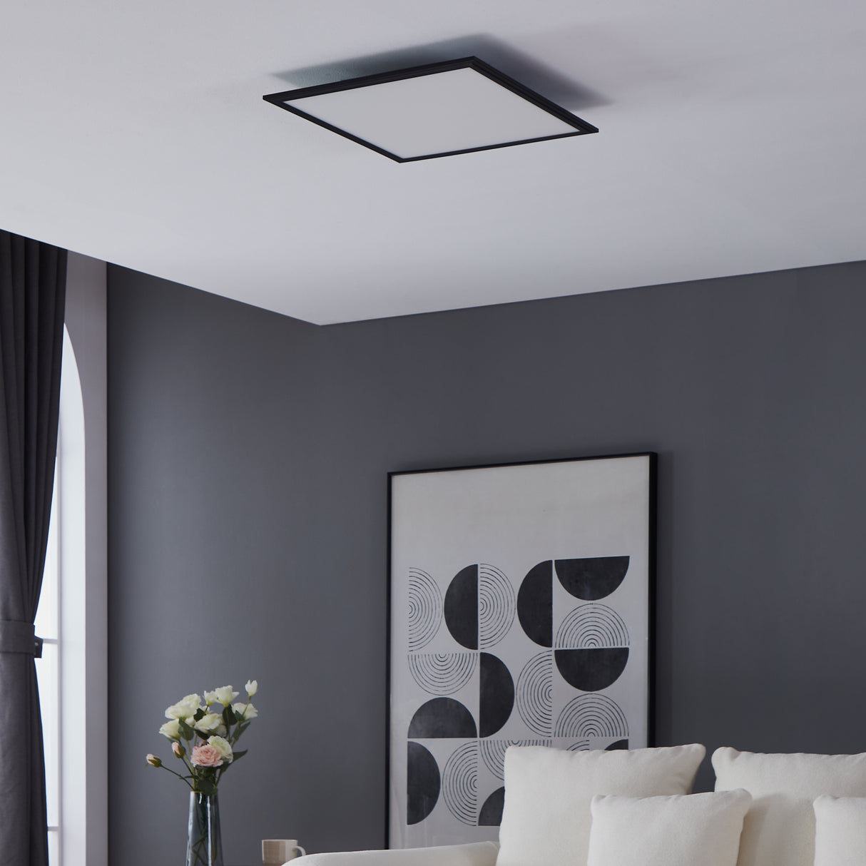 Eglo EU Salobrena 1 Ultra-Slim Modern Black Square LED Ceiling Light