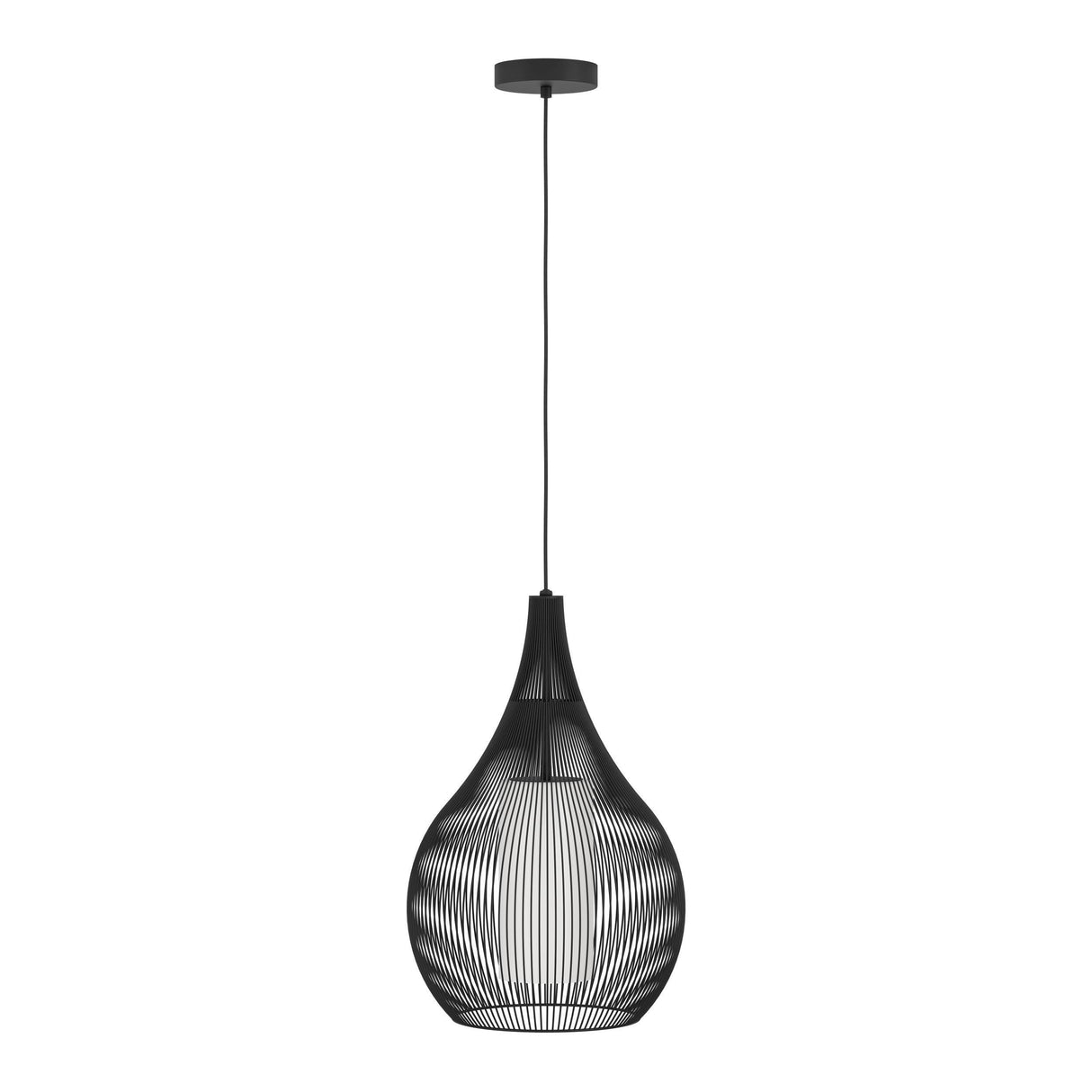 Eglo EU RAZONI 1 Pendant Light – Black Steel & Glass Design, E27 Fitting, 325mm Indoor Pendant Light