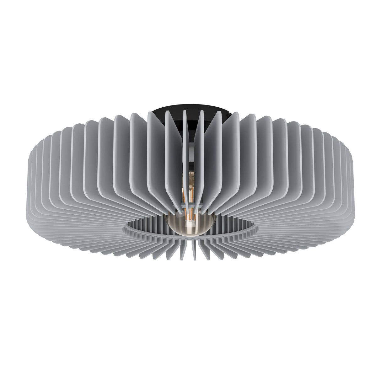 Eglo EU PALOMBAIA Ceiling Light – Black Steel with Grey Wooden Shade, E27, Indoor Lighting