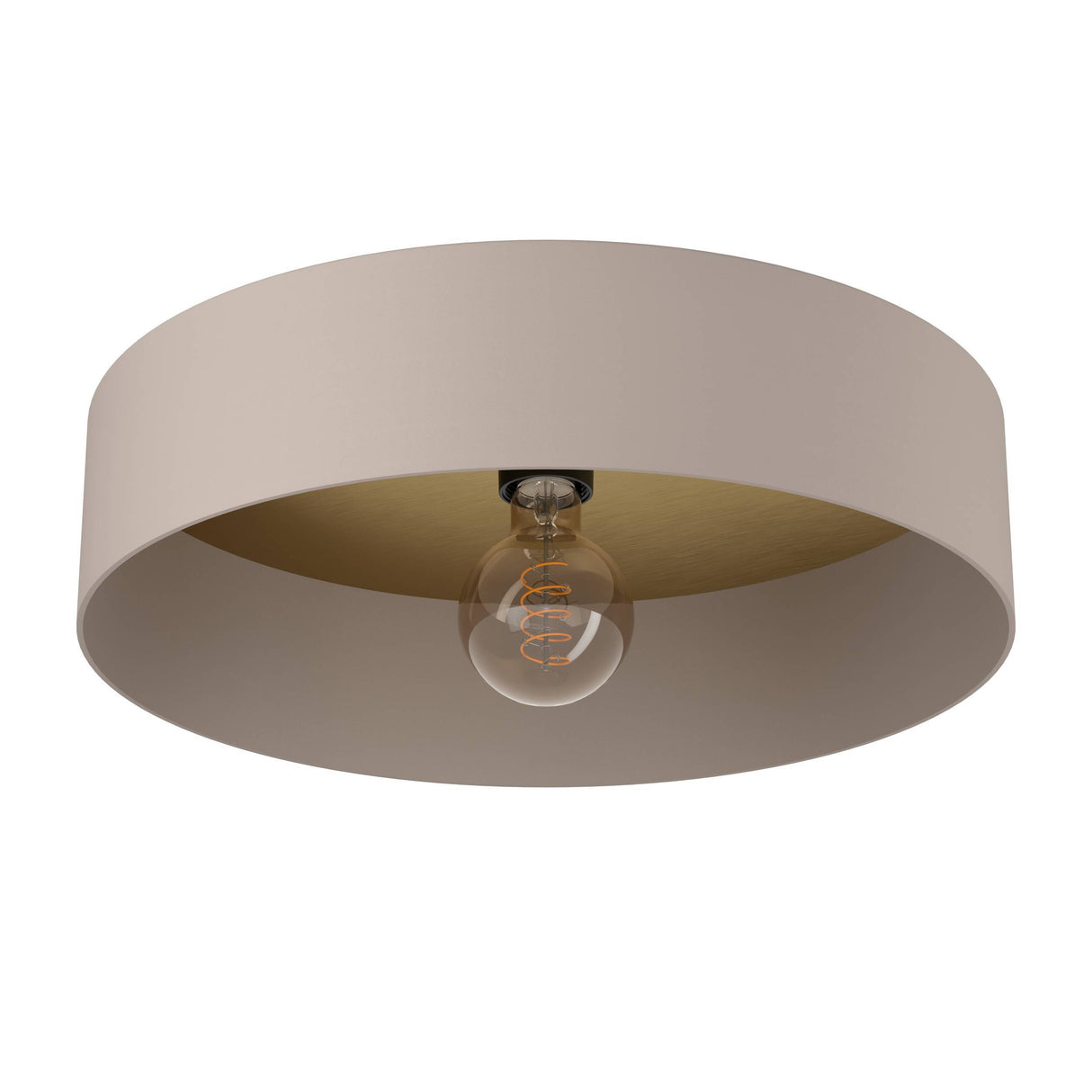 Eglo EU DUAIA Ceiling Light – Taupe & Wood Design with Brushed Brass Detail, E27, Indoor Lighting
