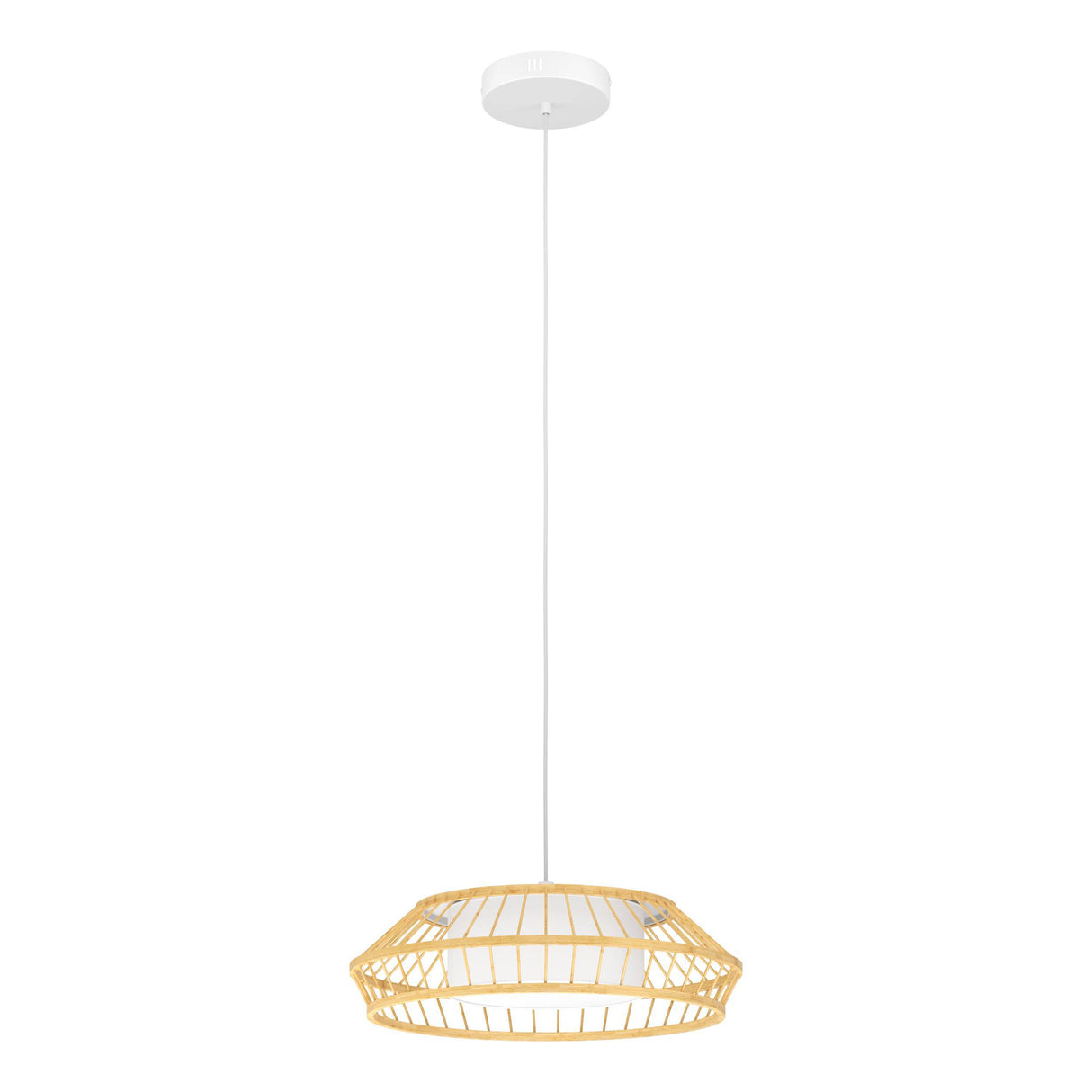 Eglo EU Yuku-Z Smart Control Wood & Fabric LED Single Pendant