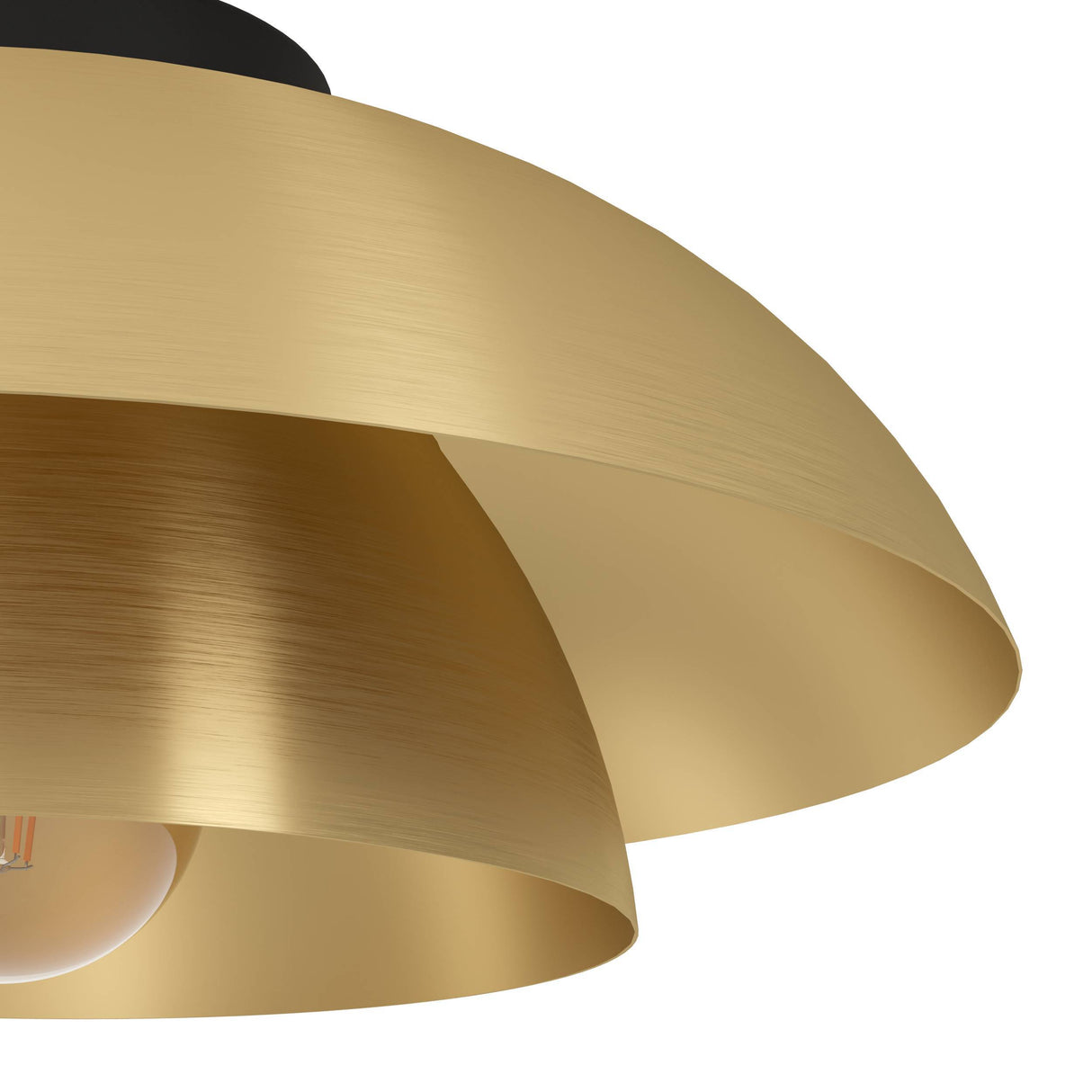 Eglo EU CENCIARA Pendant Ceiling Light – Black Steel with Brushed Brass & Gold Shade, E27, Height Adjustable