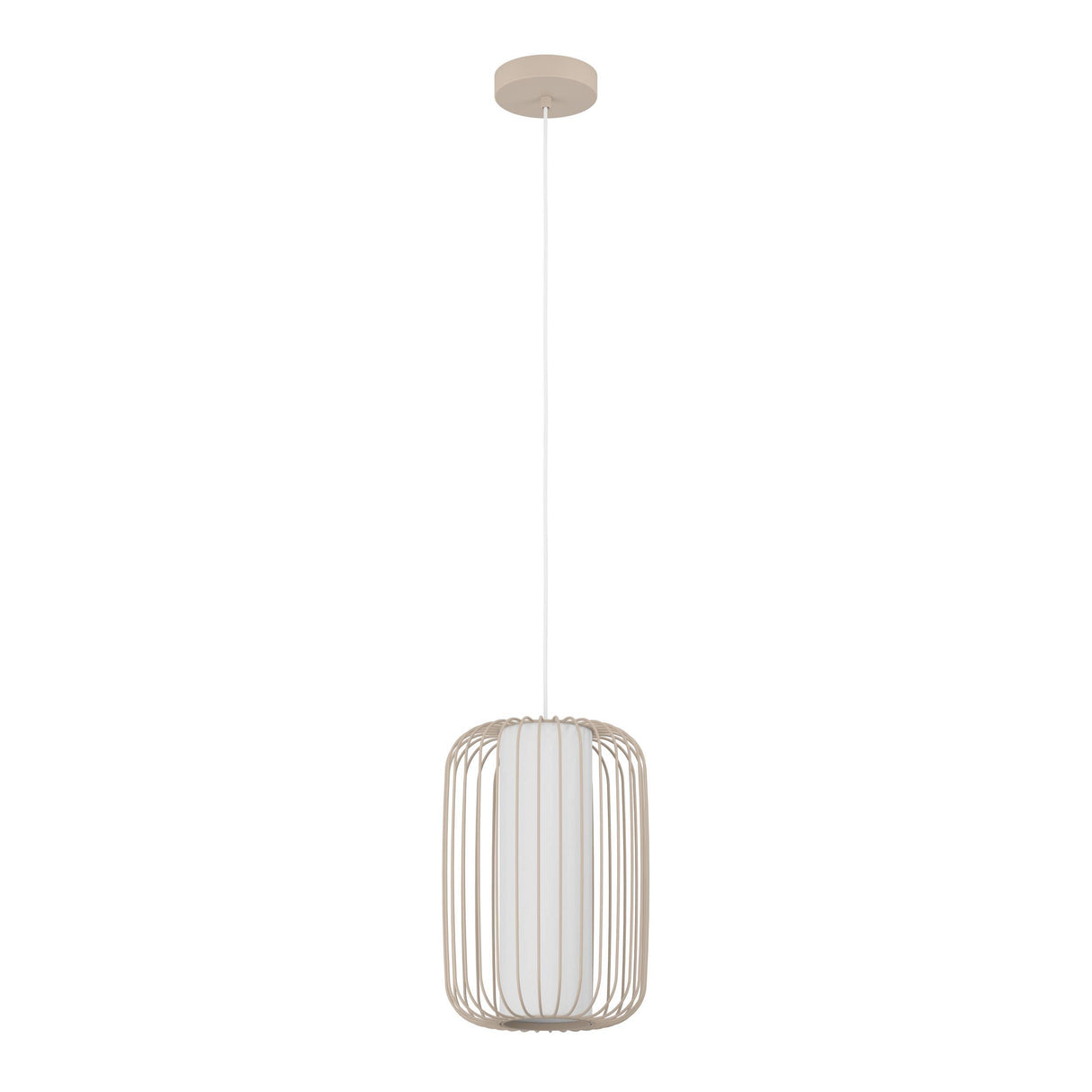 Eglo EU Terrarosa Wireframe Steel & Fabric Contemporary Single Pendant, Sandy 24cm
