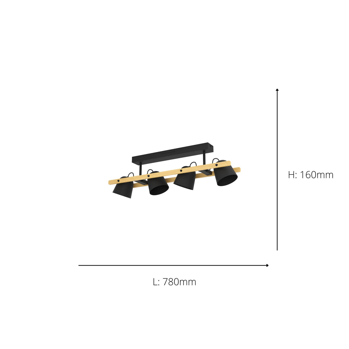 Eglo EU Hornwood-Z Retro Wood And Black Steel Ceiling Light