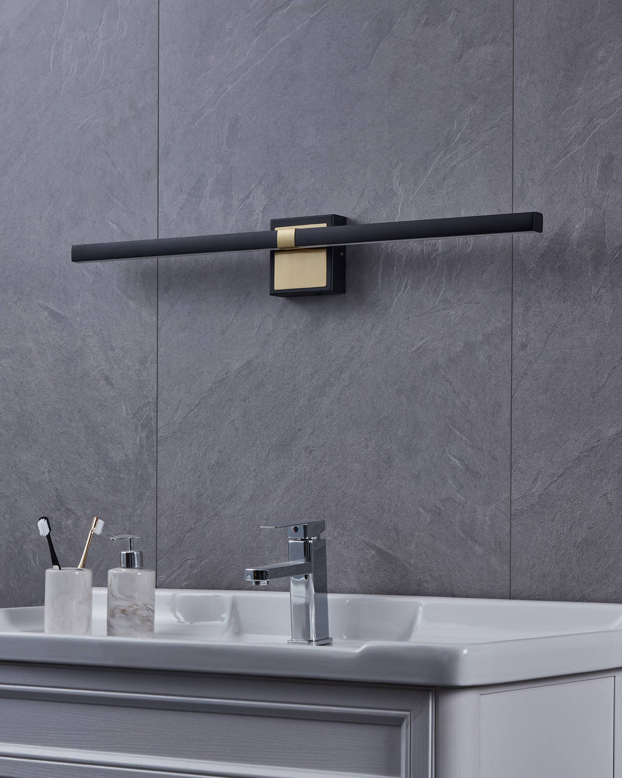 Eglo EU Peguera LED Black/Brass Steel Bathroom Mirror Light