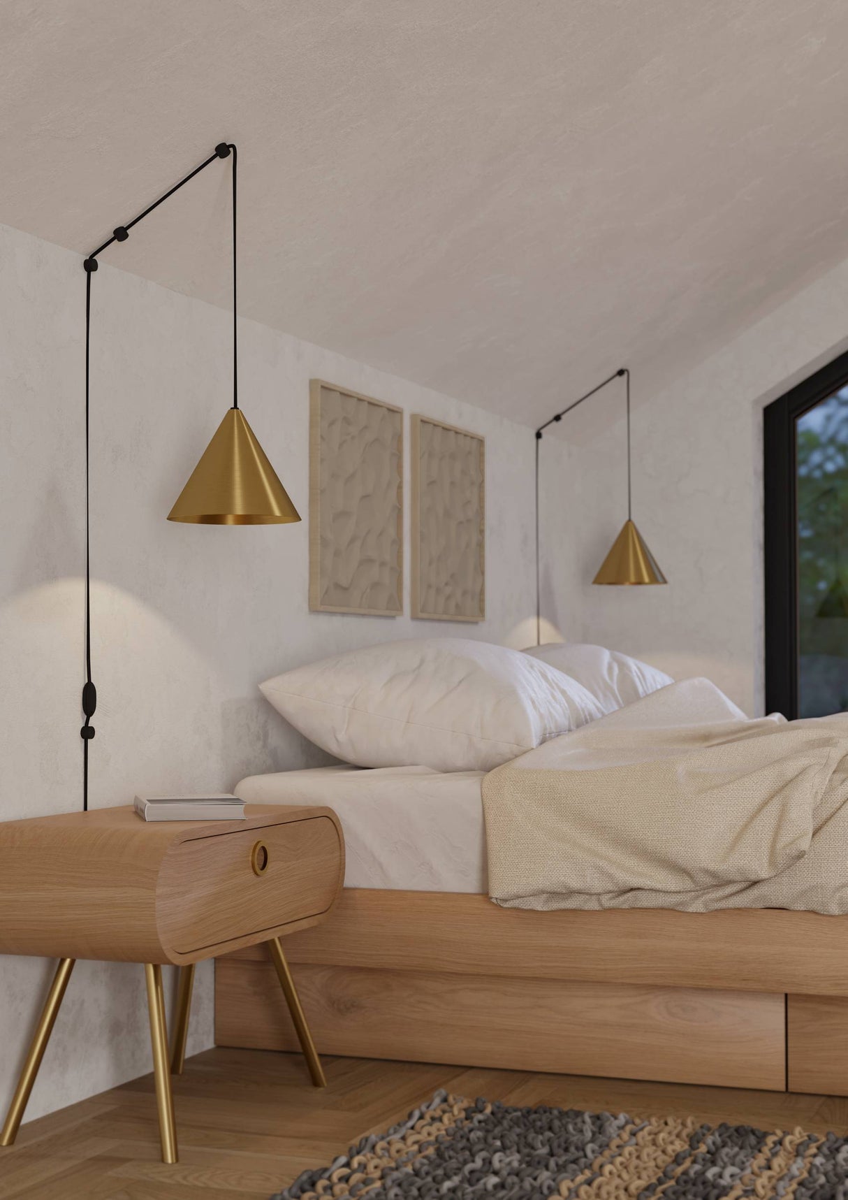 Eglo EU NARICES Pendant Light – Brushed Brass & Black Steel, E27, Modern Indoor Pendant Lighting