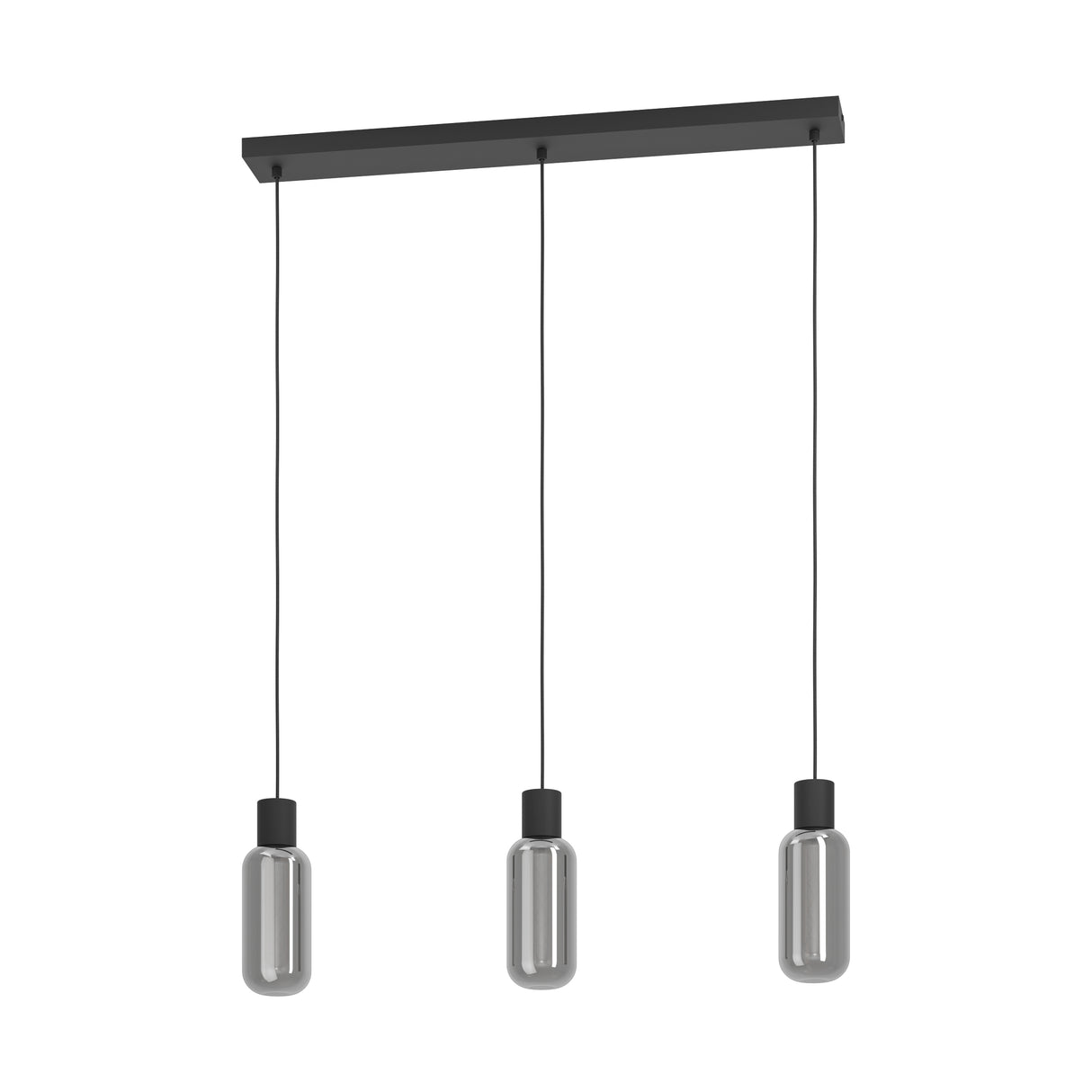 Eglo EU Maione Black Steel & Glass Modern Bar 3-Light Pendant