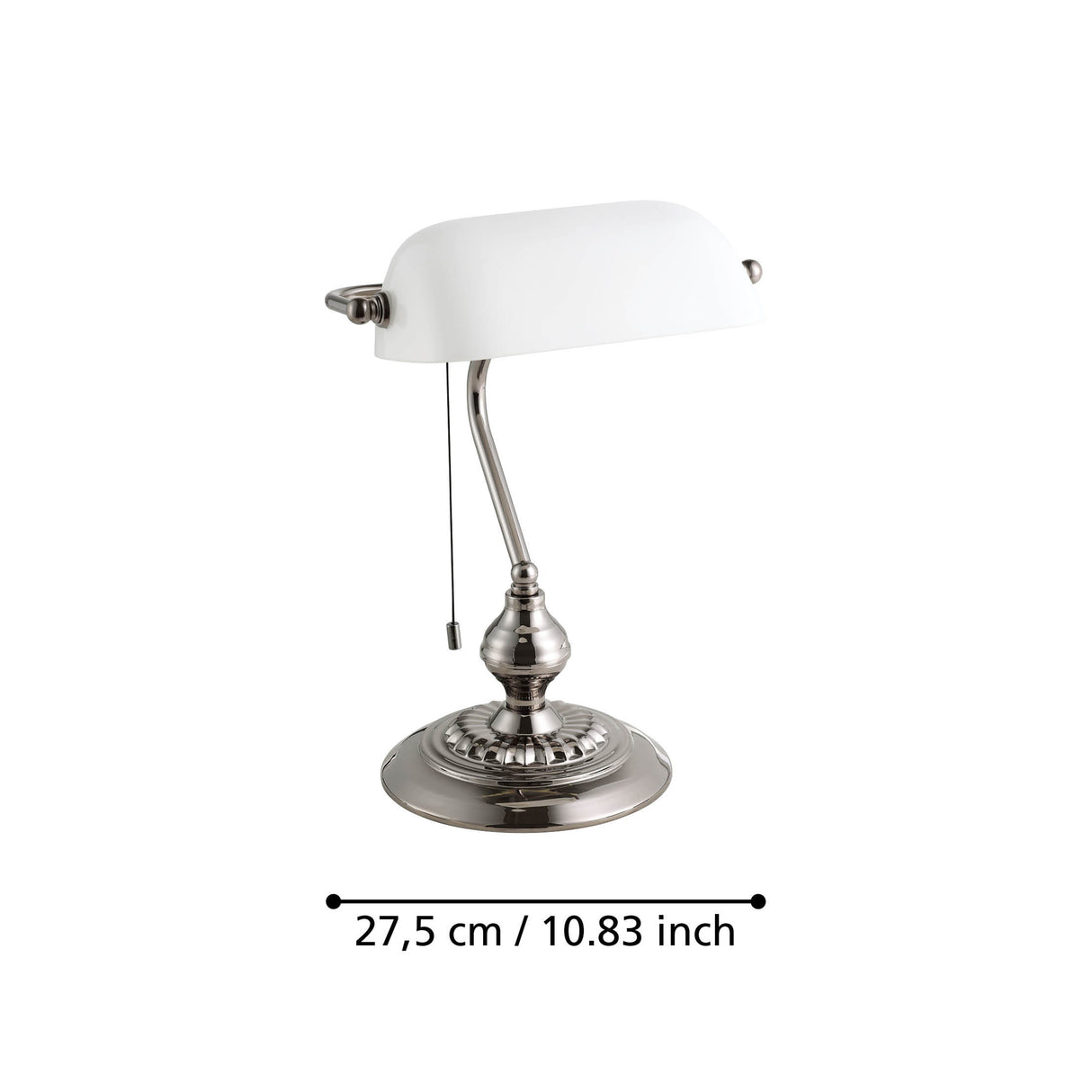 Eglo EU BANKER Table Lamp – Classic Banker Style, Nickel Nero Finish, E27, Cord Switch