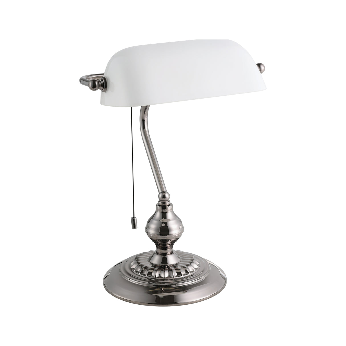 Eglo EU BANKER Table Lamp – Classic Banker Style, Nickel Nero Finish, E27, Cord Switch