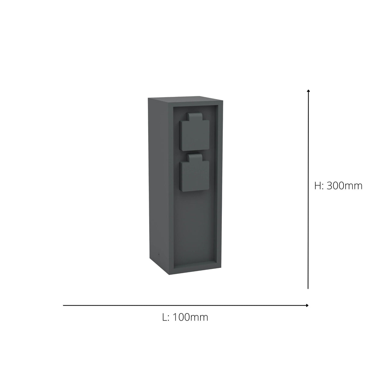 Eglo EU Park 5 Outdoor Plug Socket Post Black Steel Weather?Resistant Power Column, IP44 (300mm)