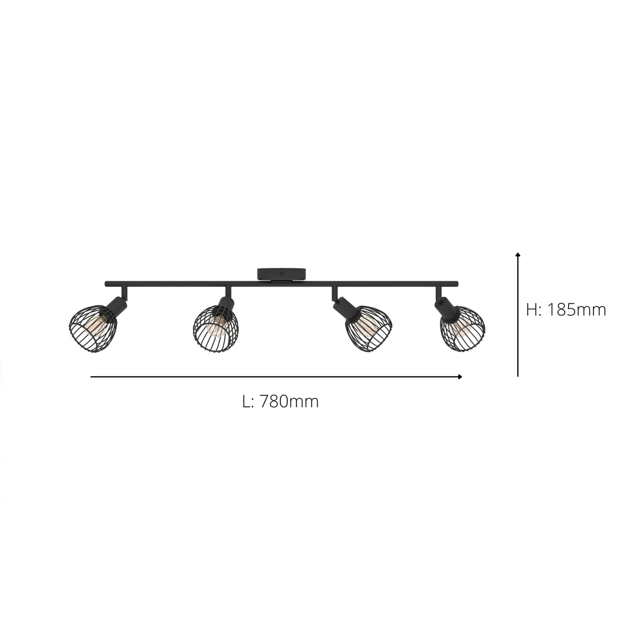 Eglo EU Sonnino Steel Caged Wire 4-Light Spotlight, Black
