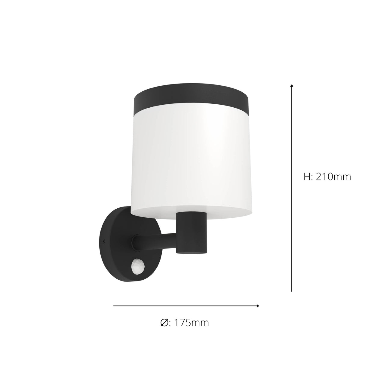 Eglo EU Pantete LED Outdoor Solar Wall Light Black & White with Motion Sensor
