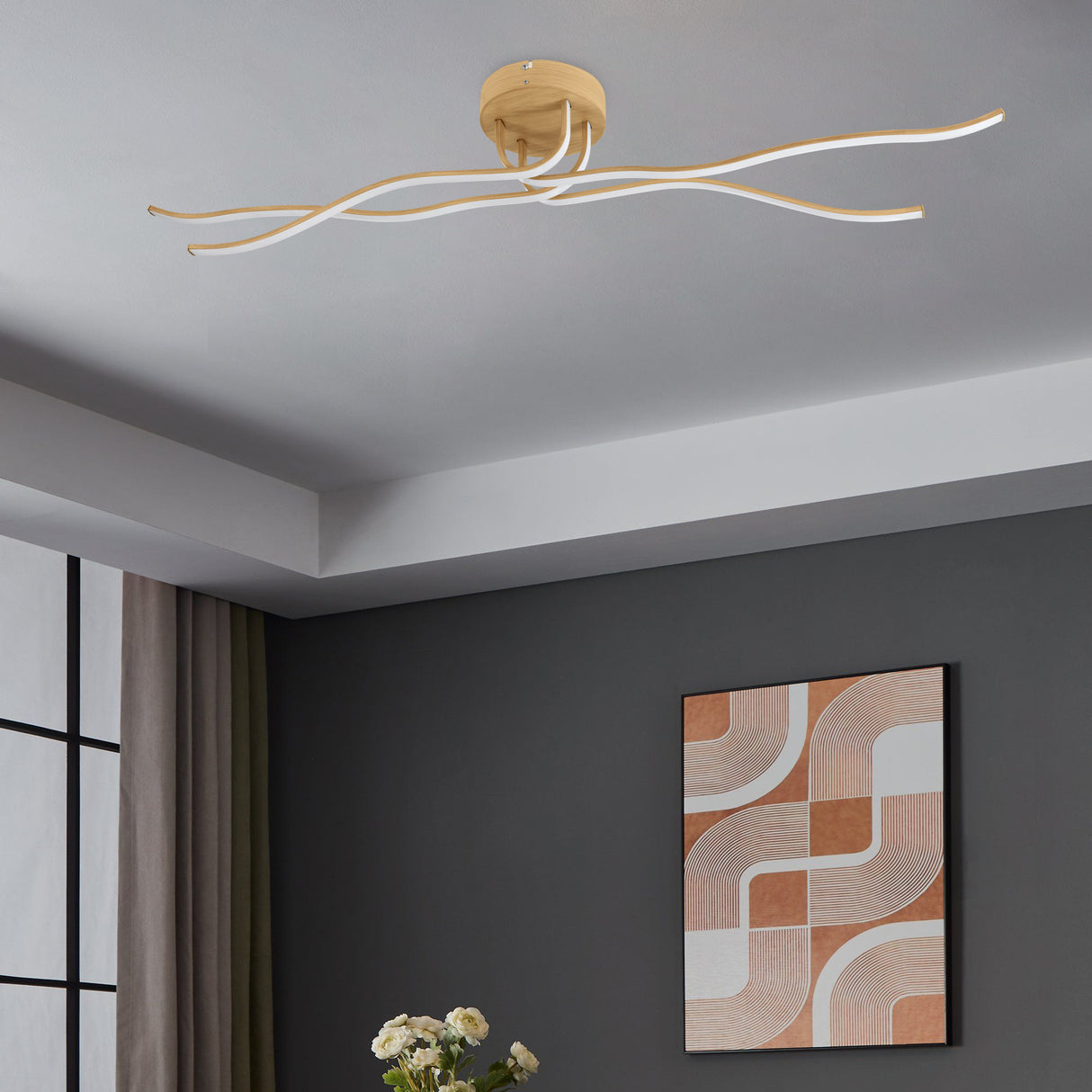 Eglo EU Roncade 2 Steel & Aluminium Brown LED Contemporary Ceiling Light