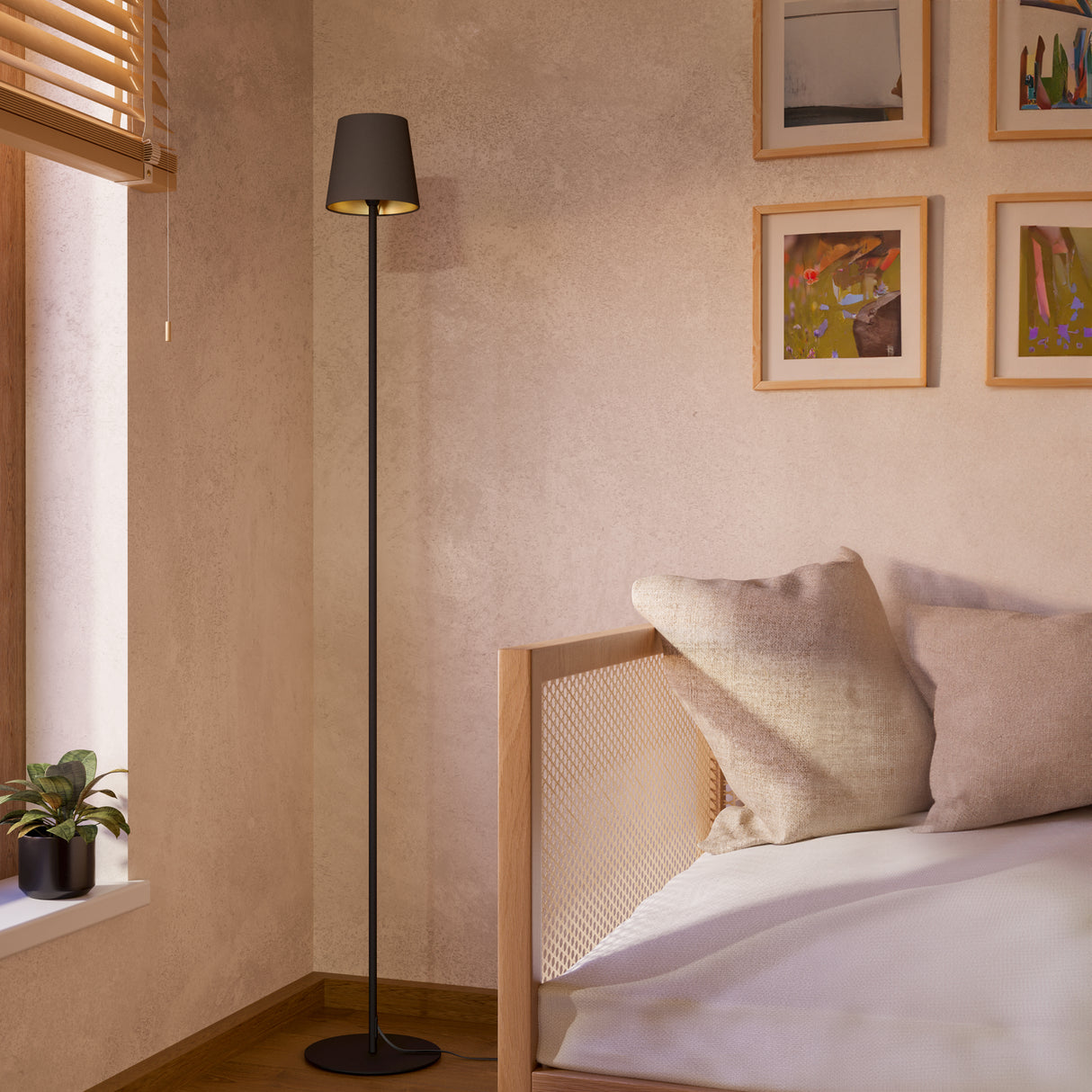 Eglo EU Fiorana Steel & Cappucino Fabric Minimalist Floor Lamp