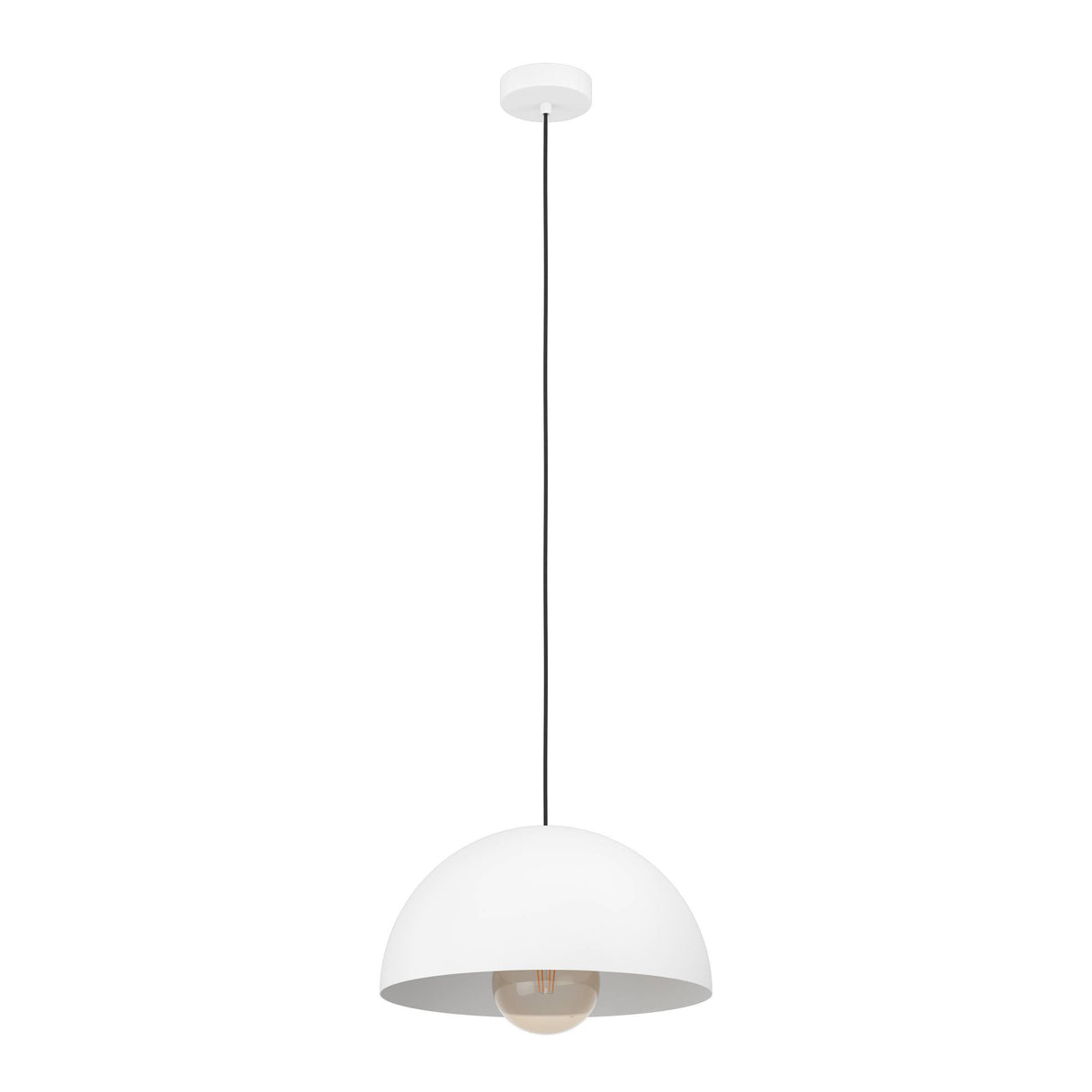 Eglo EU Gaetano White Steel Dome Pendant Light, 38cm
