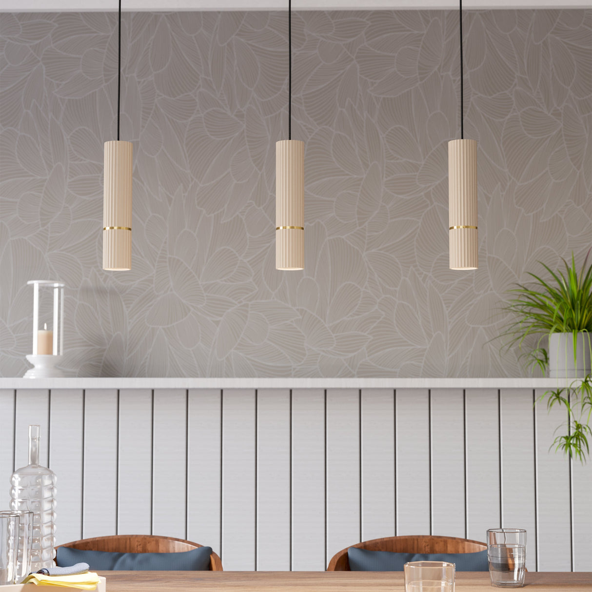 Eglo EU Febres Double White Fabric & Steel Shade Traditional Pendant