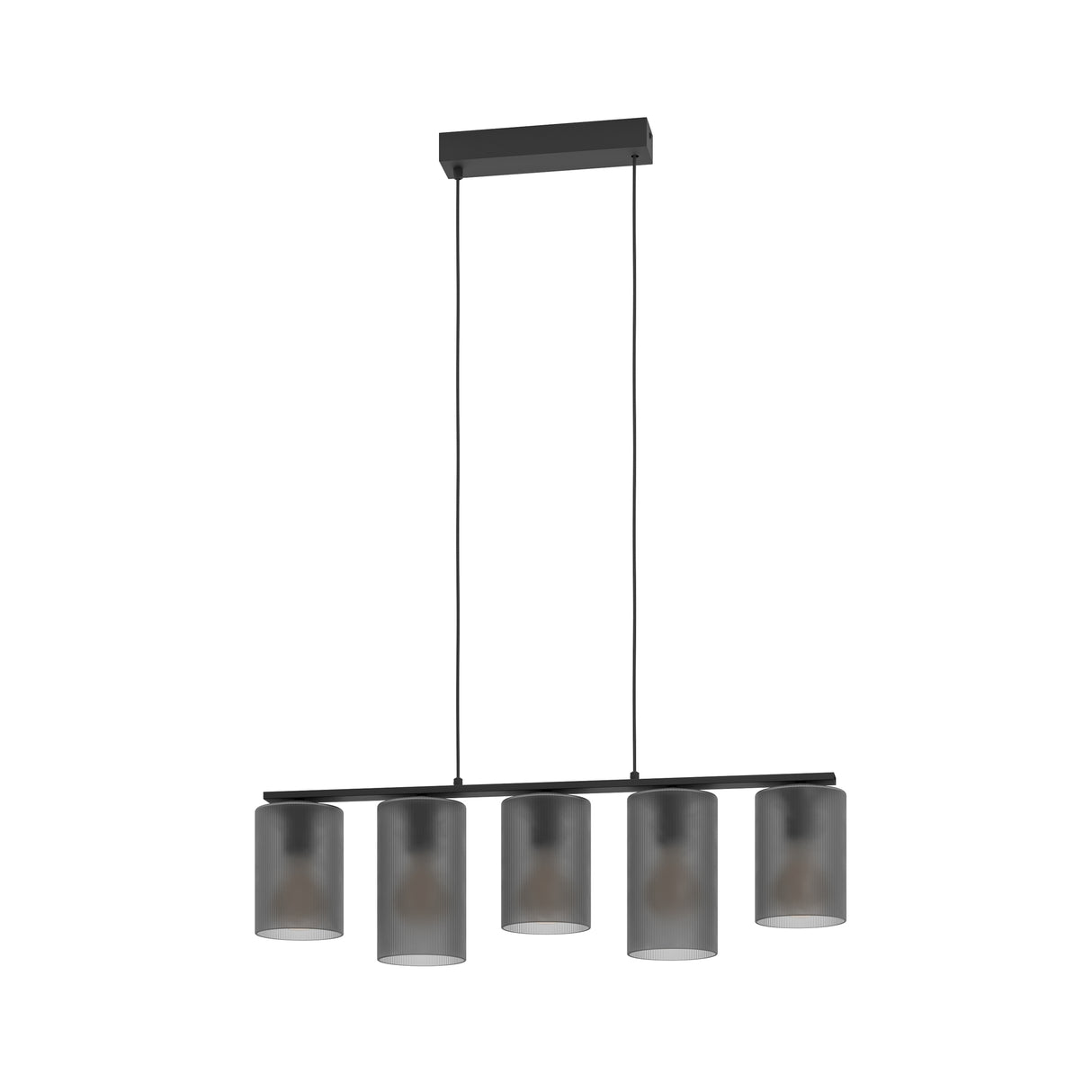 Eglo EU Colomera Black Steel & Glass Modern Minimalist 5-Light Pendant