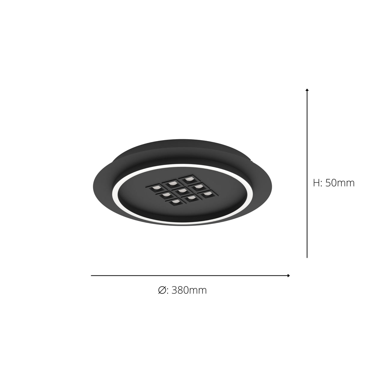 Eglo EU Balazote Steel & Plastic Black LED Round Ceiling Light
