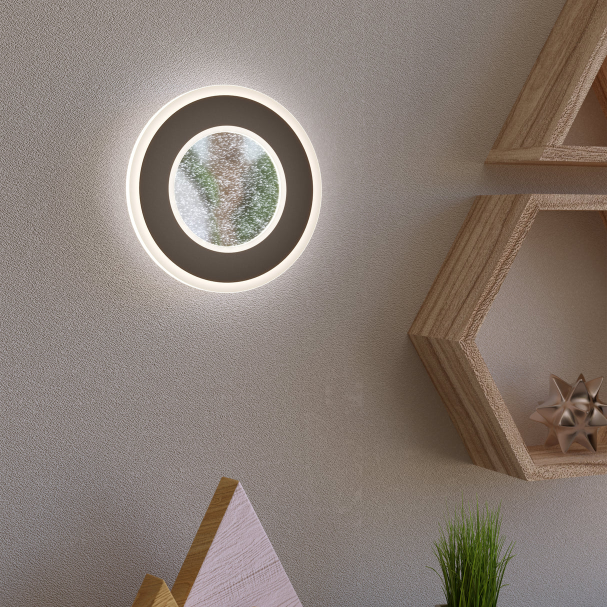 Eglo EU Macchioni LED Round Black/ White Crystal?Effect Design Indoor Wall Light