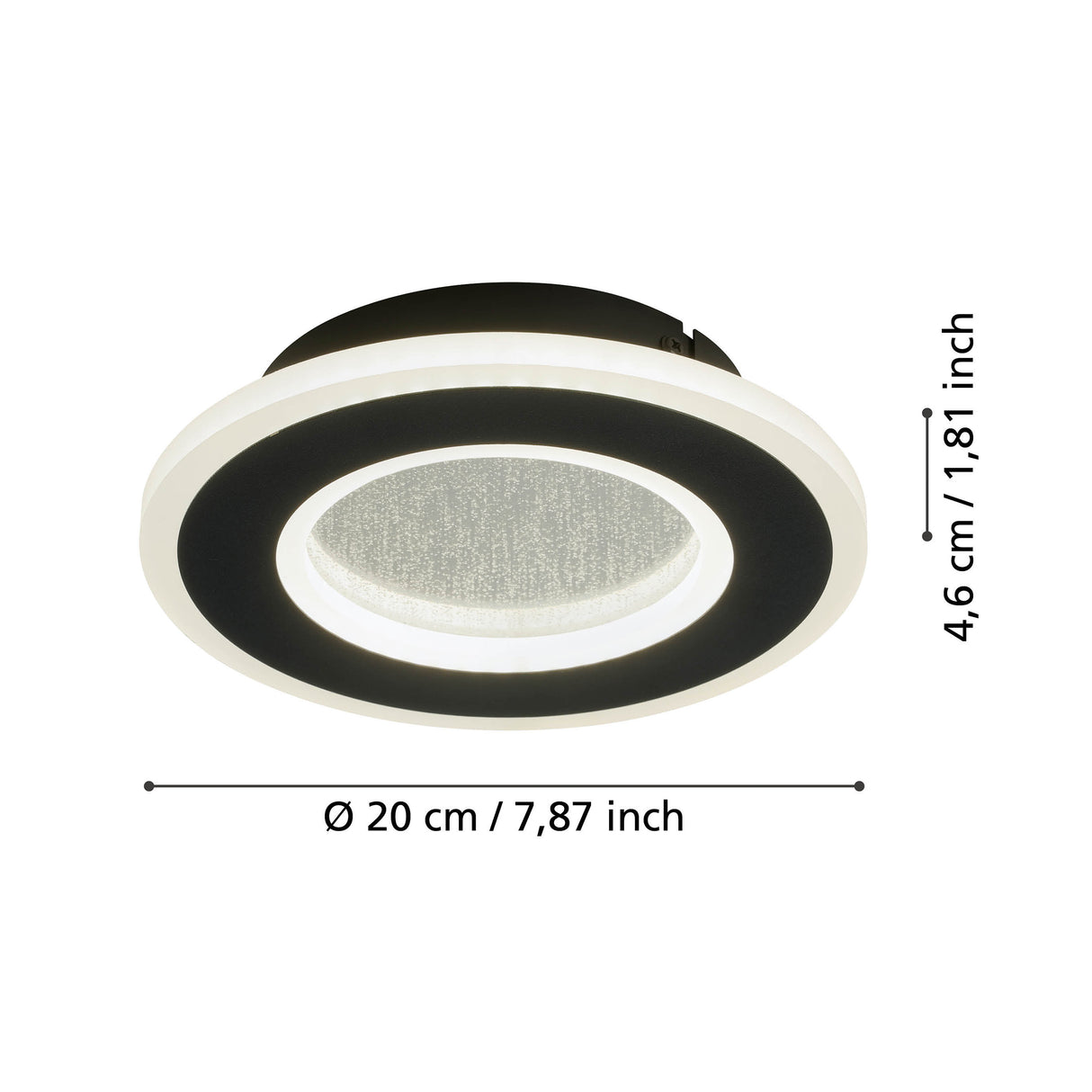 Eglo EU Macchioni LED Round Black/ White Crystal?Effect Design Indoor Wall Light