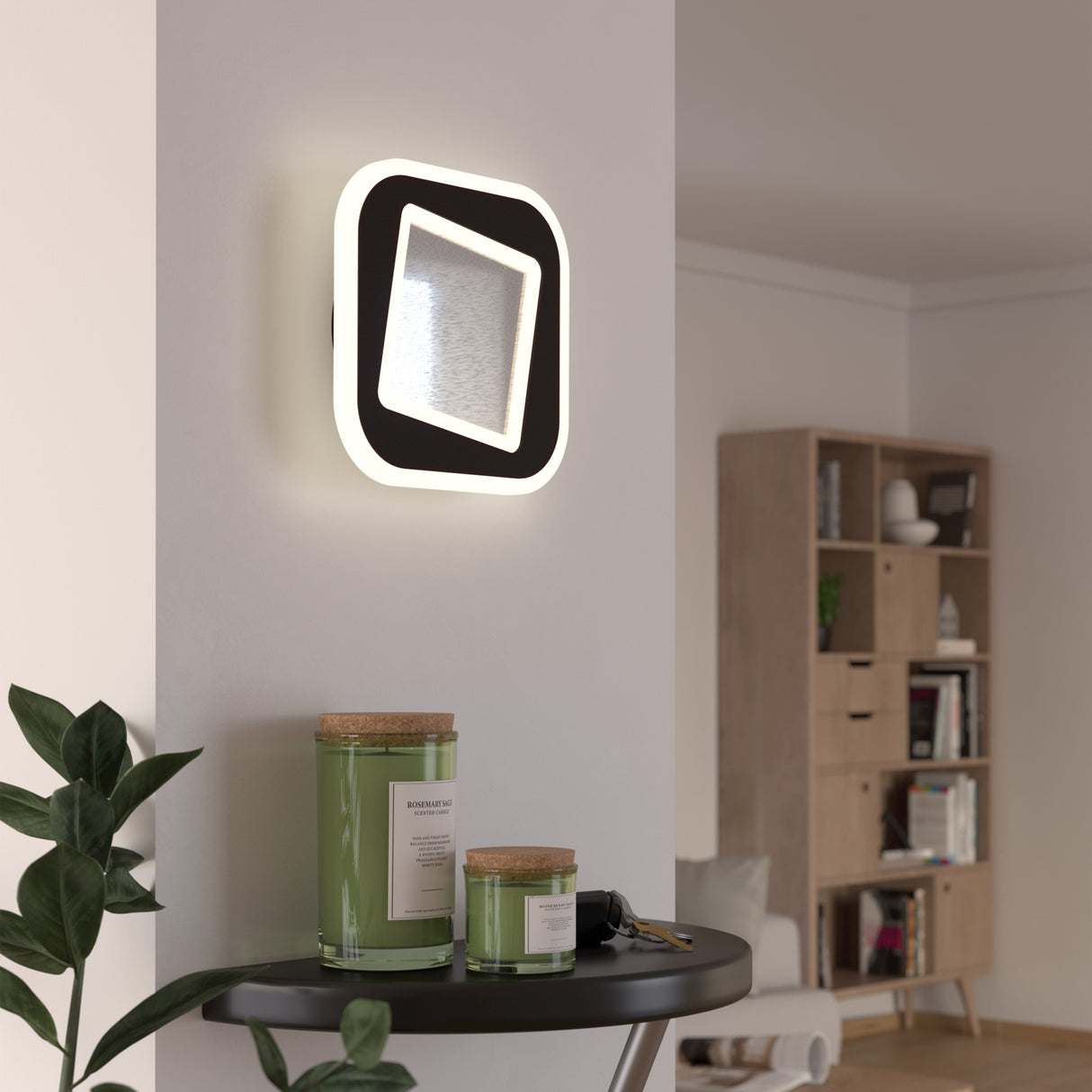 Eglo EU Macchioni LED Square Black/ White Crystal?Effect Design Indoor Wall Light