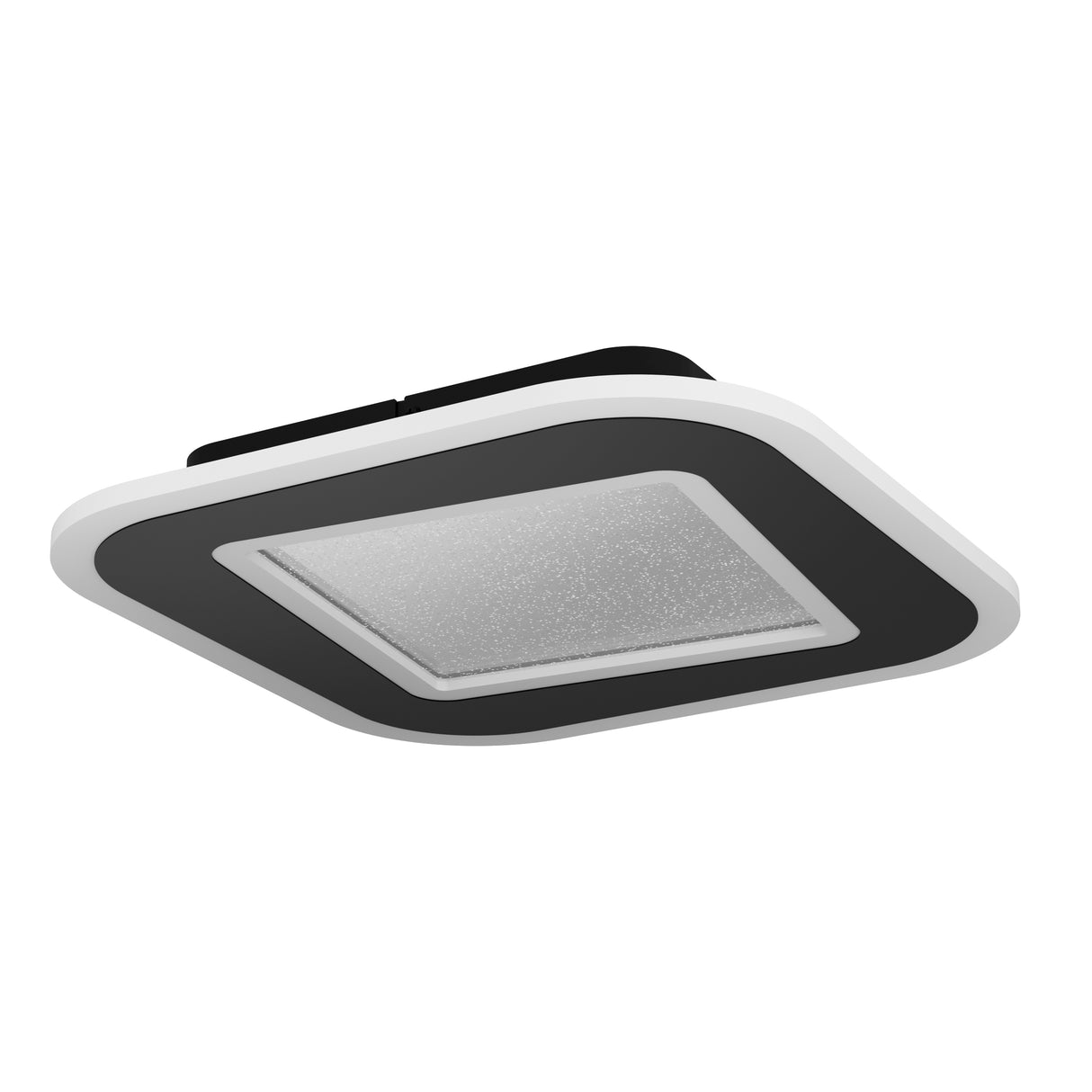 Eglo EU MACCHIONI LED Ceiling Light – Black & White Crystal?Effect Panel, Tuneable White, Remote Control, 2360?lm