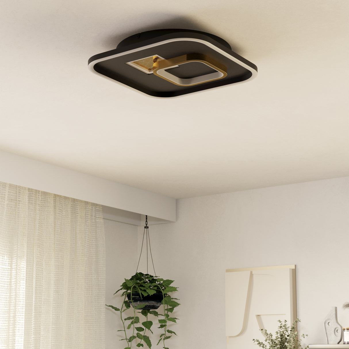 Eglo EU TIRIOLO LED Wall or Ceiling Light – Black & Gold Finish, Dual Light Output, 3250?lm, Indoor Lighting