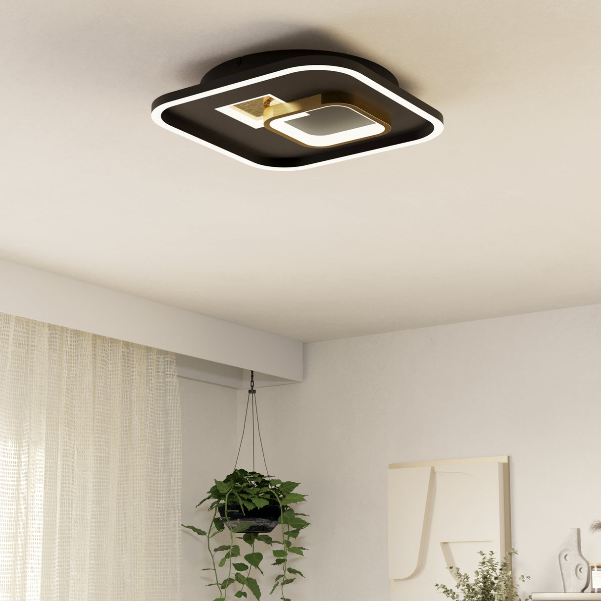 Eglo EU TIRIOLO LED Wall or Ceiling Light – Black & Gold Finish, Dual Light Output, 3250?lm, Indoor Lighting