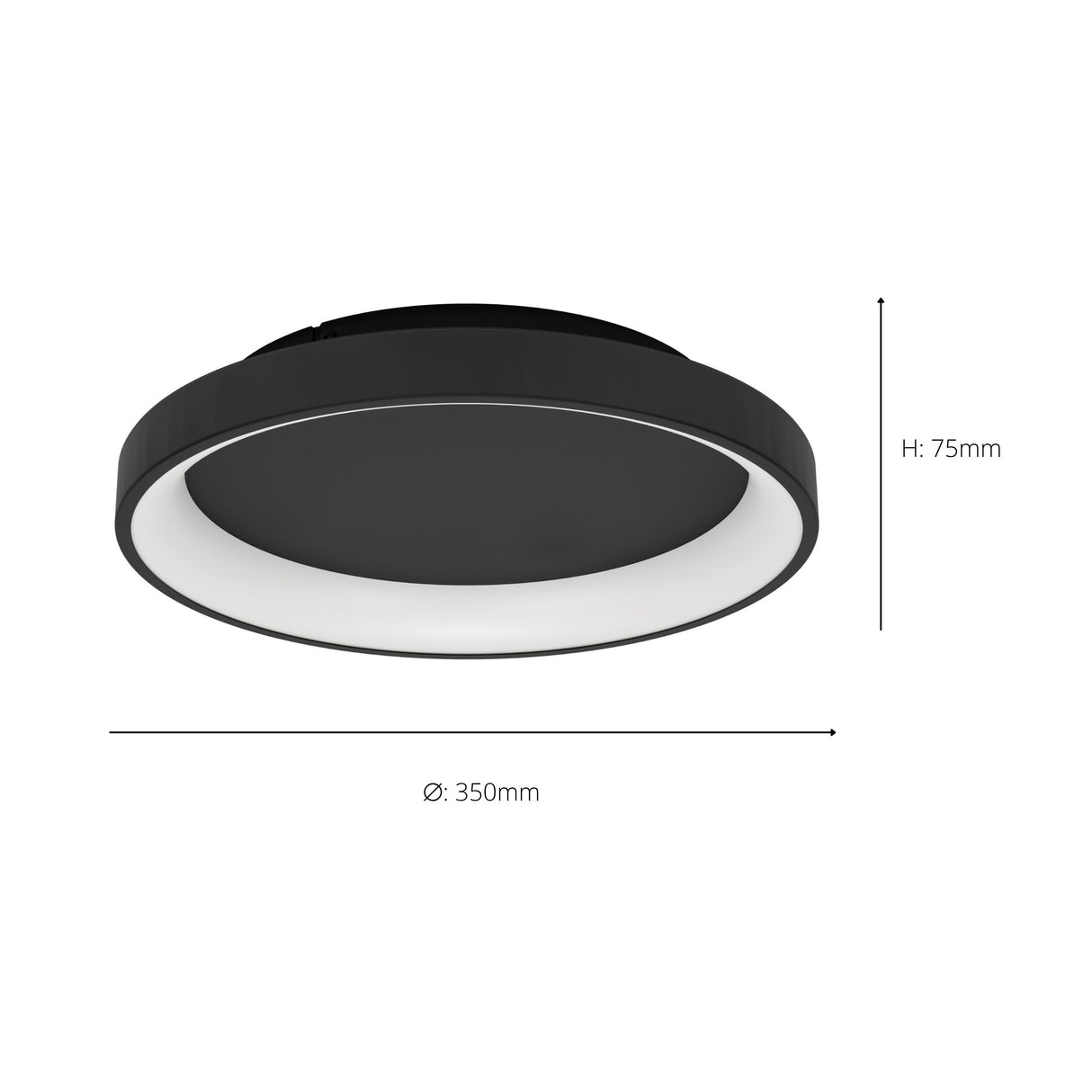 Eglo EU Loretello Steel LED Modern Ceiling Light, Black