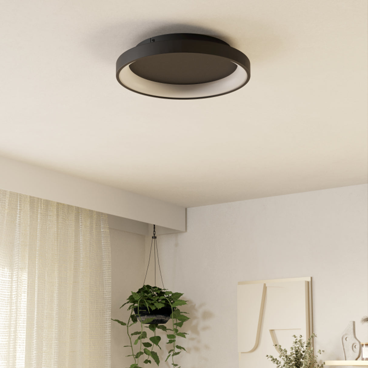 Eglo EU Loretello Steel LED Modern Ceiling Light, Black