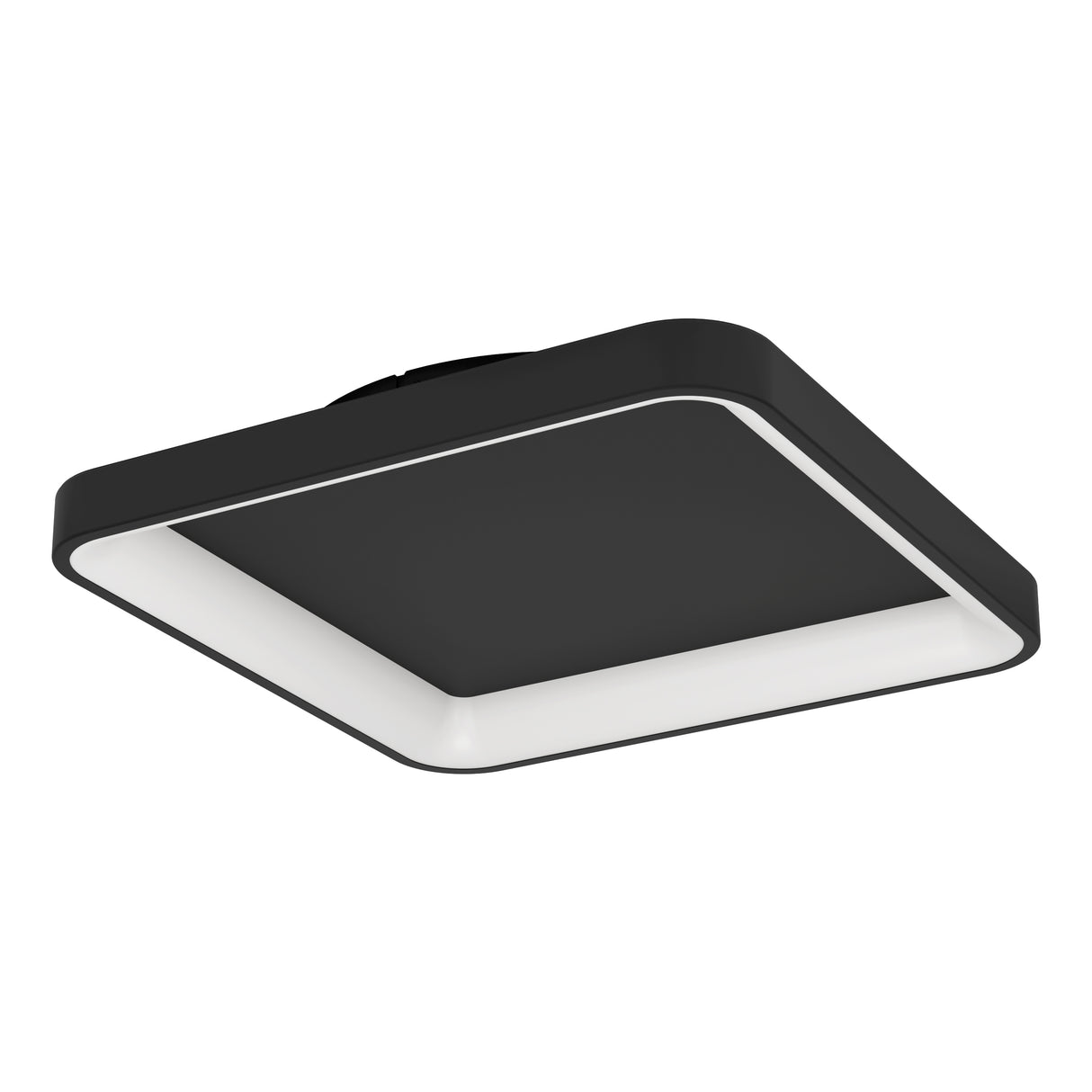 Eglo EU Loretello Steel LED Modern Ceiling Light, Black Square 35cm