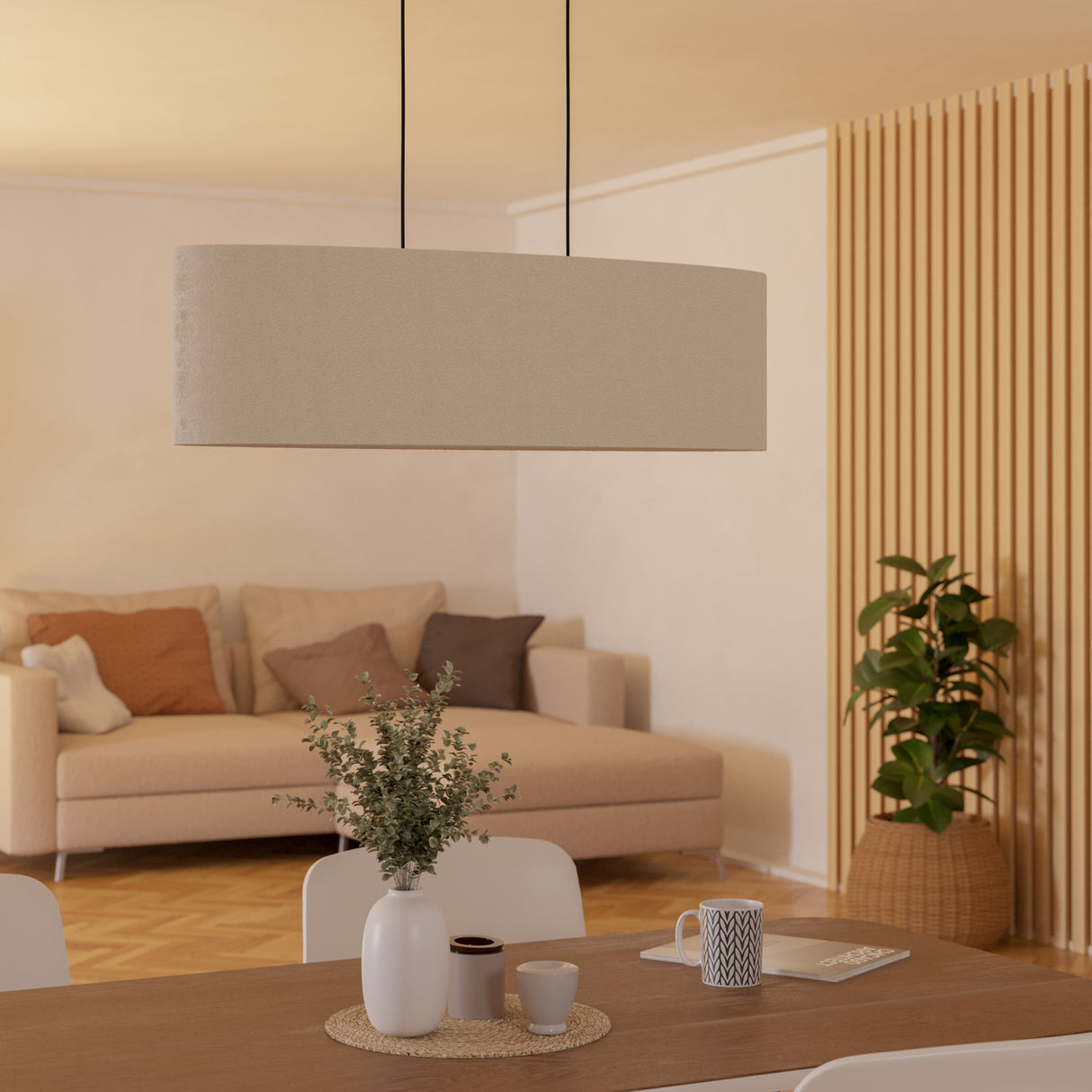 Eglo EU Febres Double White Fabric & Steel Shade Traditional Pendant