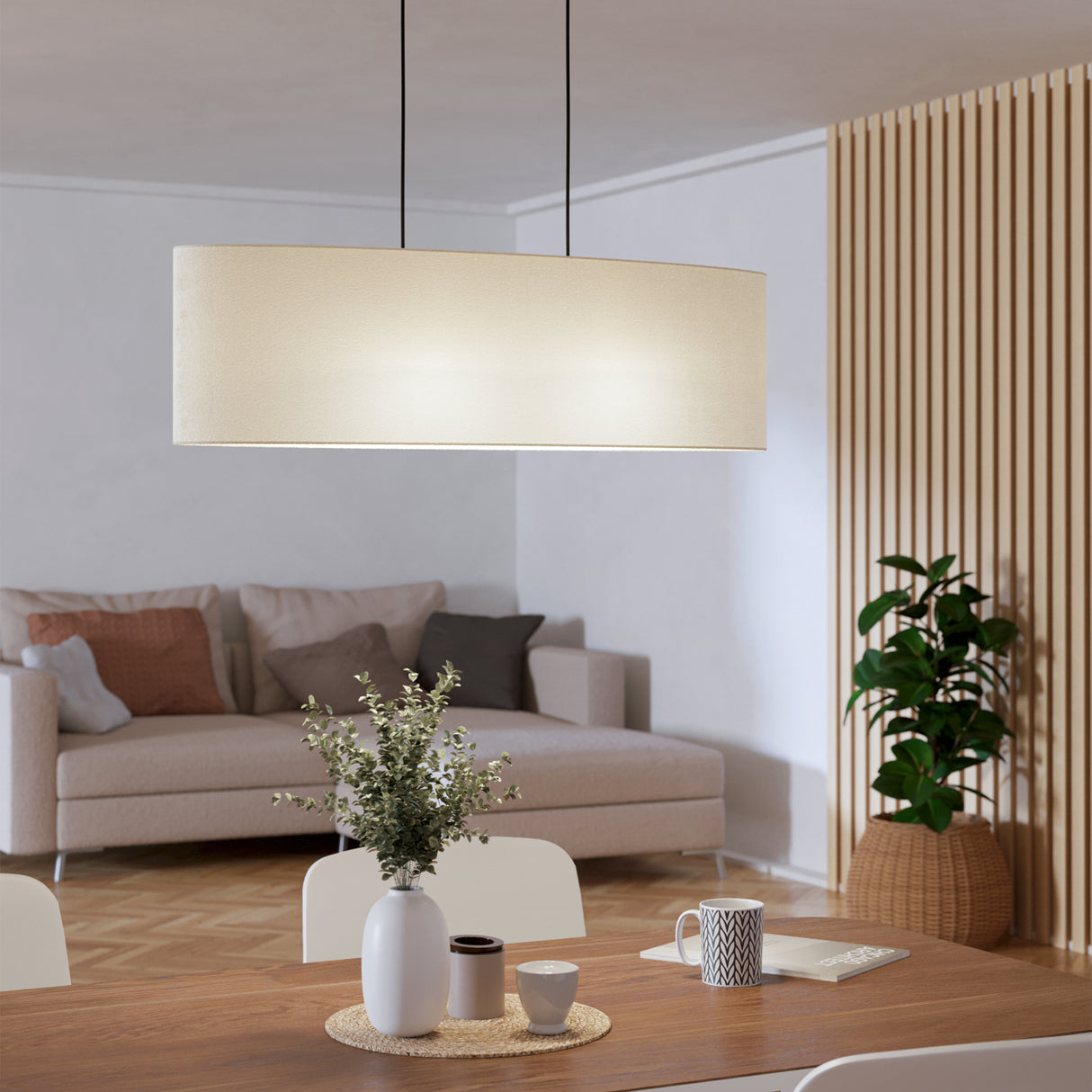 Eglo EU Febres Double White Fabric & Steel Shade Traditional Pendant