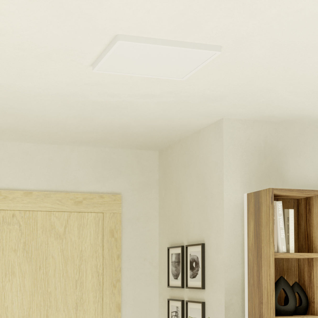 Eglo EU Fueva 6 White LED Square Ceiling Light, 39cm