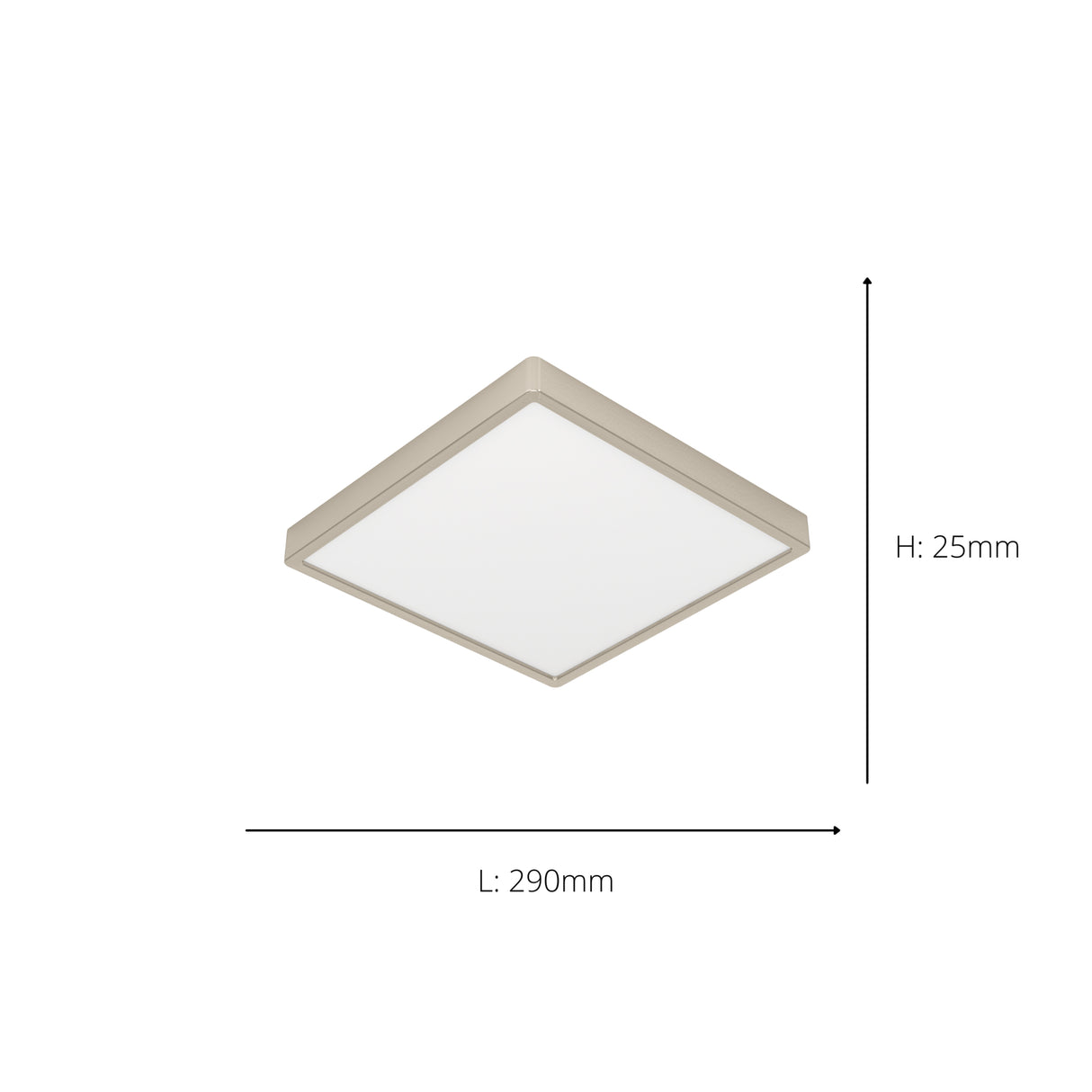 Eglo EU Fueva 6 Satin Nickel LED Sqaure Ceiling Light, 29cm