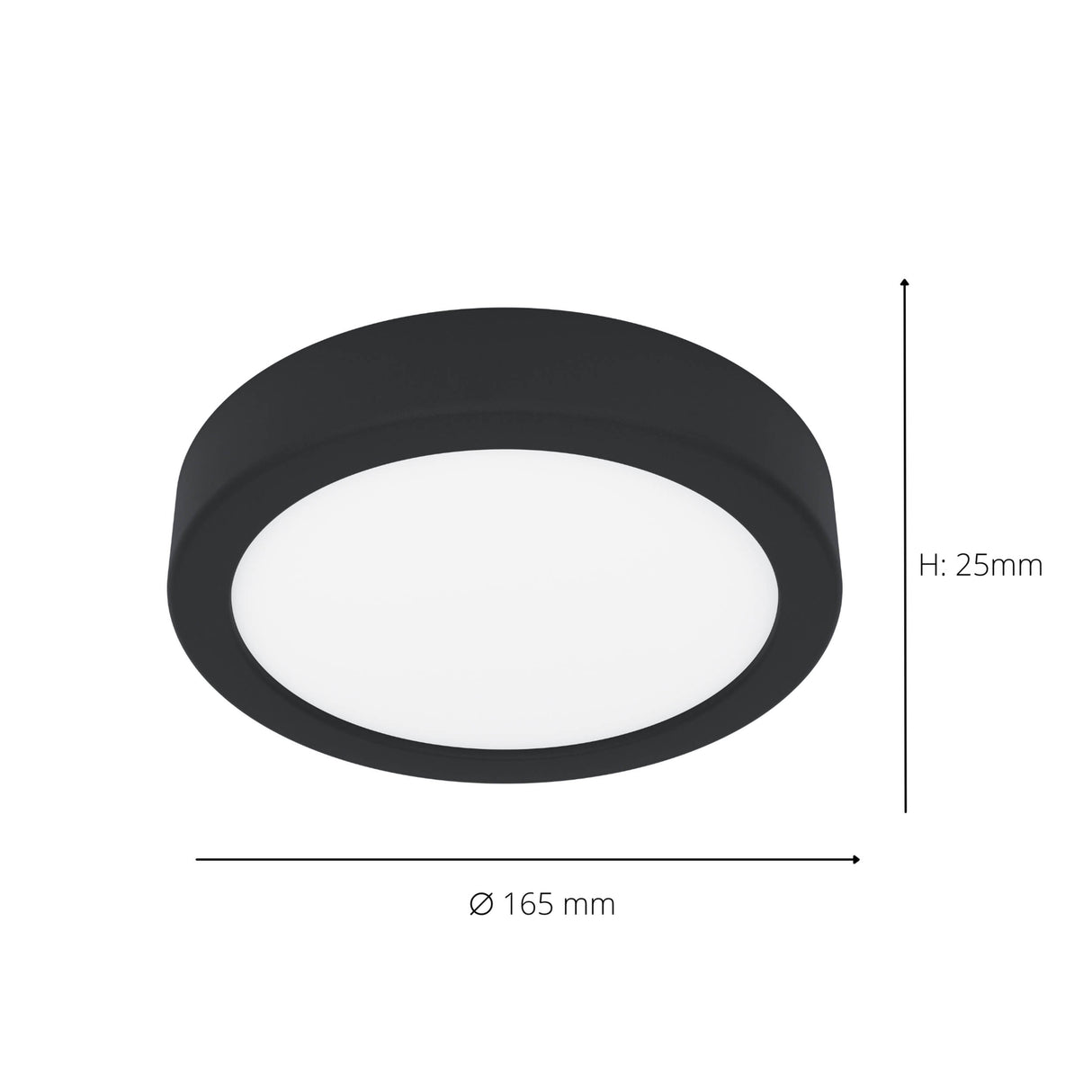 Eglo EU Fueva 6 IP44 LED CCT Plastic Ceiling Light, (D) 16.6cm Black