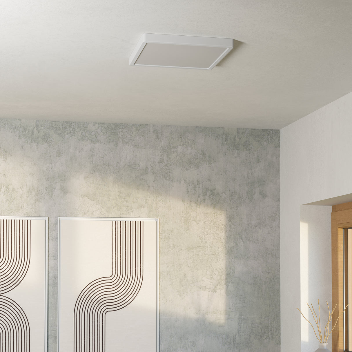 Eglo EU Fueva 6-Z Smart Control RGB IP44 Plastic Square Ceiling Light, 29.5cm White