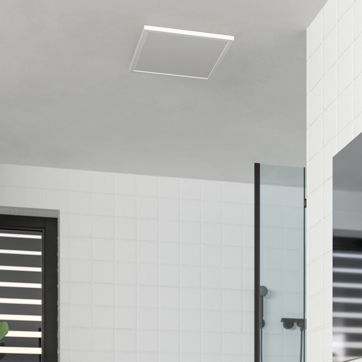 Eglo EU Rovito White Square Plastic LED Ceiling Light, 39cm